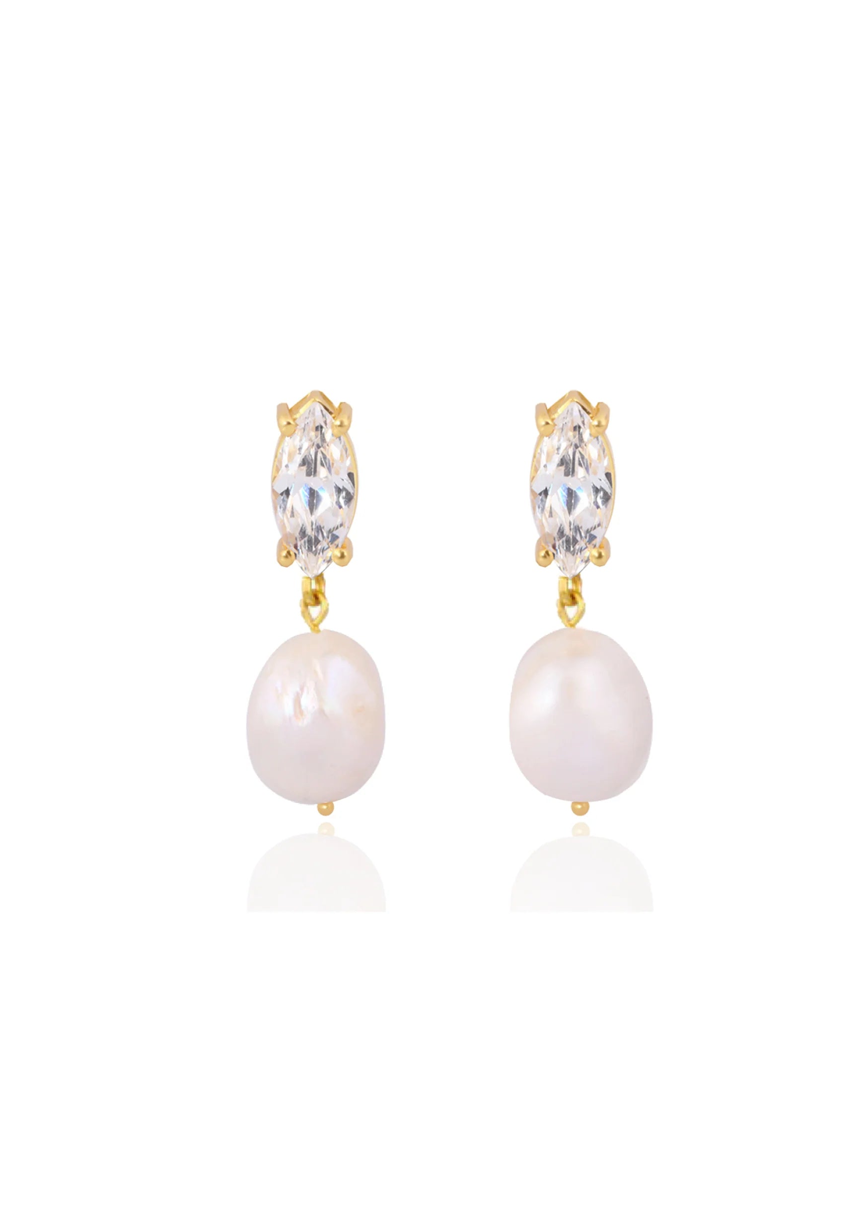 Lola Knight Skylar Mini Crystal and Pearl Drop Bridal Earrings - Gold Wedding Jewelry for Brides, Bridesmaids, and Formal Events