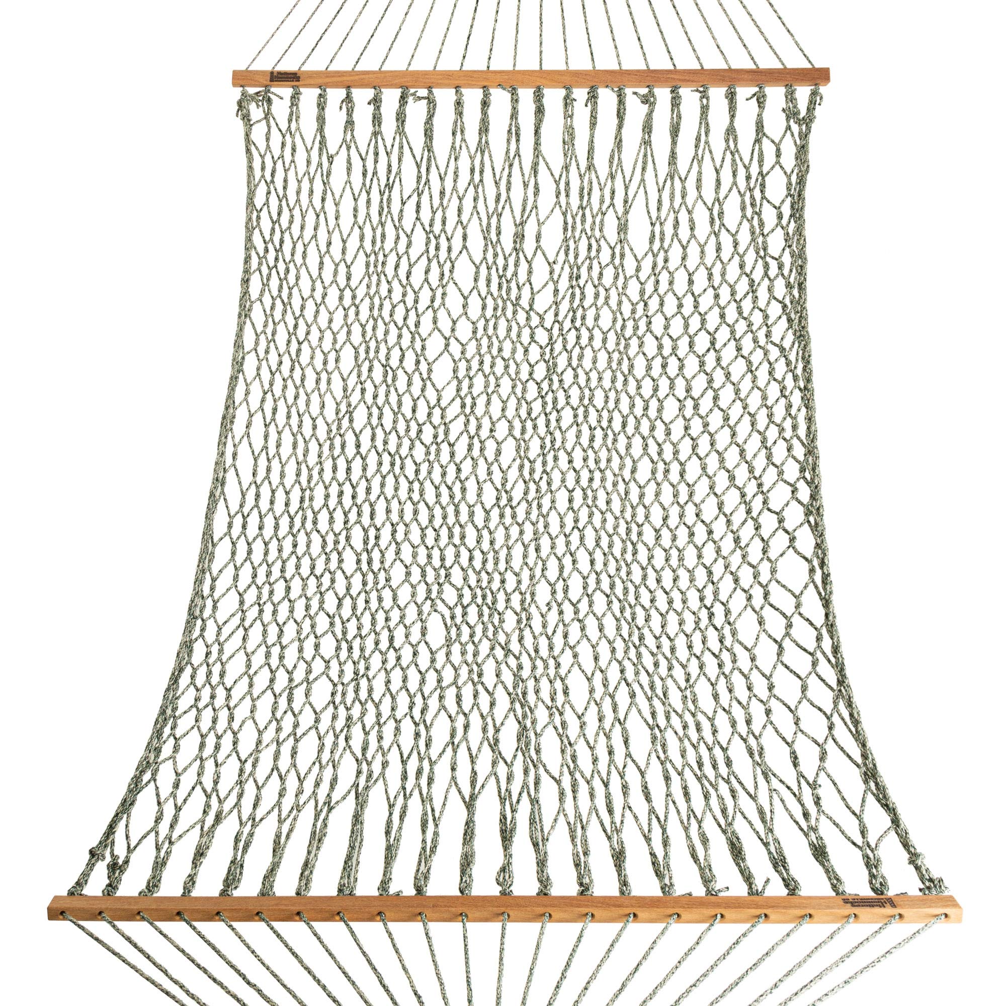 Premium Handwoven Hatteras Hammock - 11ft x 45in Green Oatmeal Tweed Rope Hammock with Free Extension Chains & Tree Hooks | 450 LB Capacity | USA Made Outdoor Hammock for Backyard, Camping & Beach Relaxation