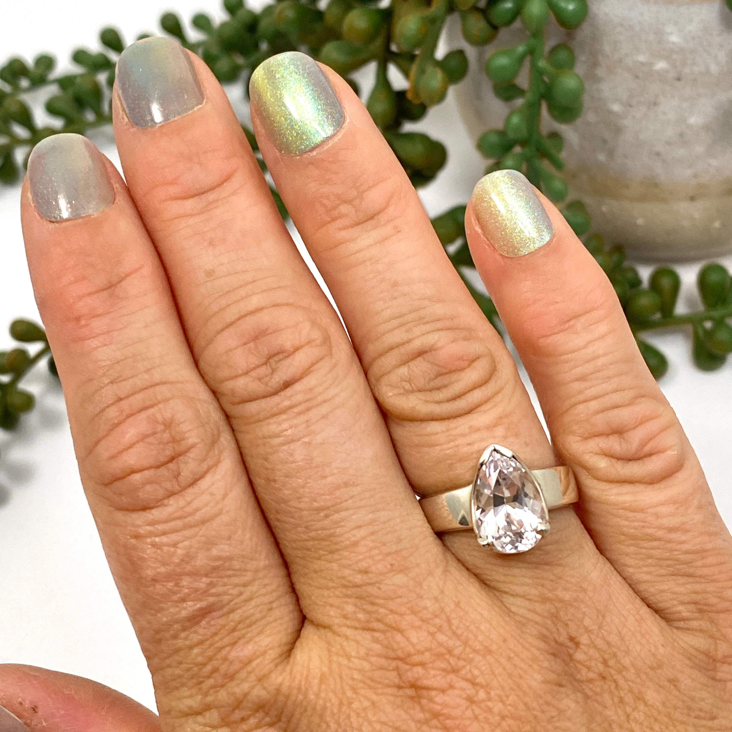 Kunzite Faceted Teardrop Ring Size 7 - Elegant Pink Gemstone Jewelry for Women | Perfect for Weddings, Anniversaries & Special Occasions