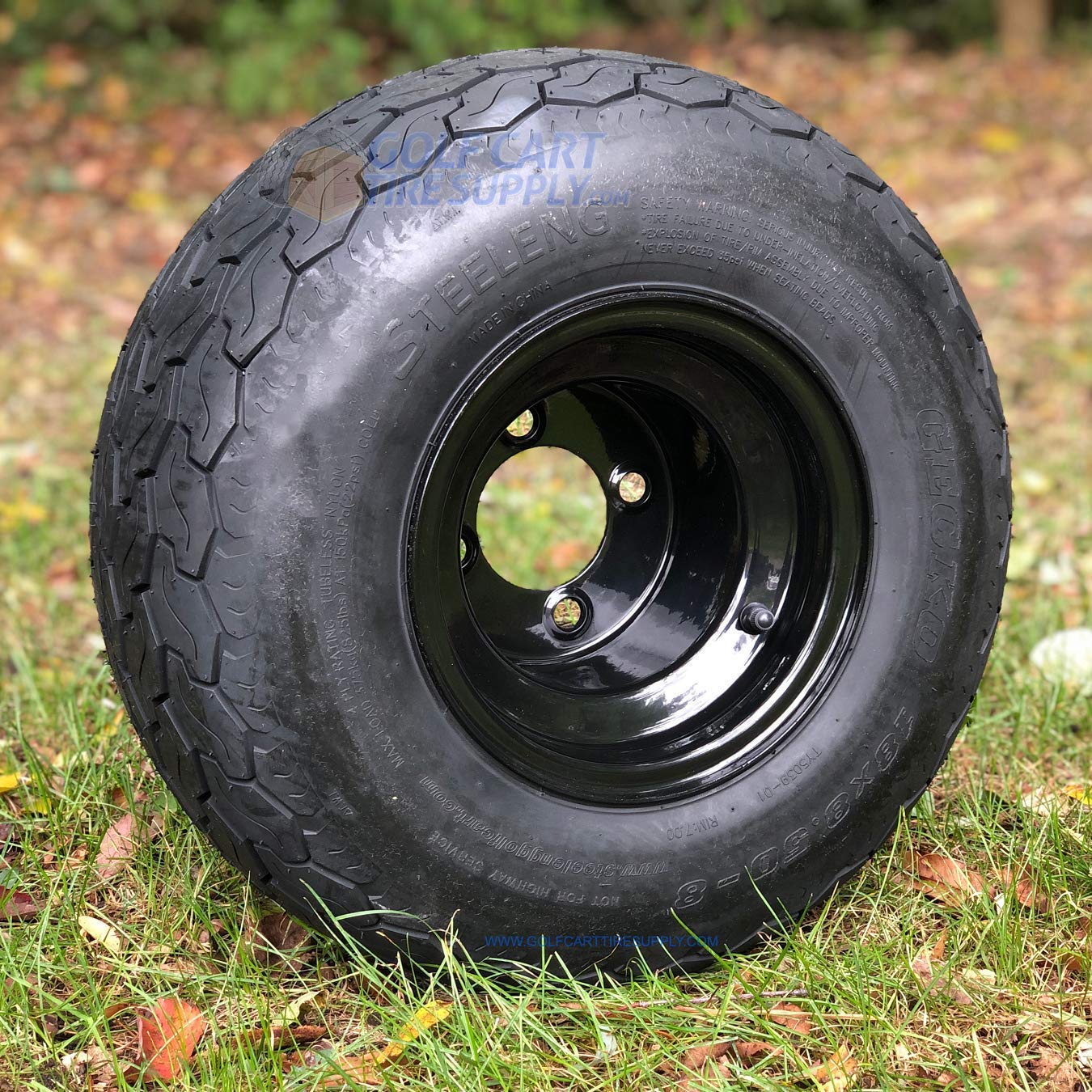 Steeleng 18X8.50-8 Golf Cart Tires and Wheels Combo Set of 4 - OEM Replacement Black Steel Rims for Golf Carts - Perfect for Course, Resort, and Neighborhood Use