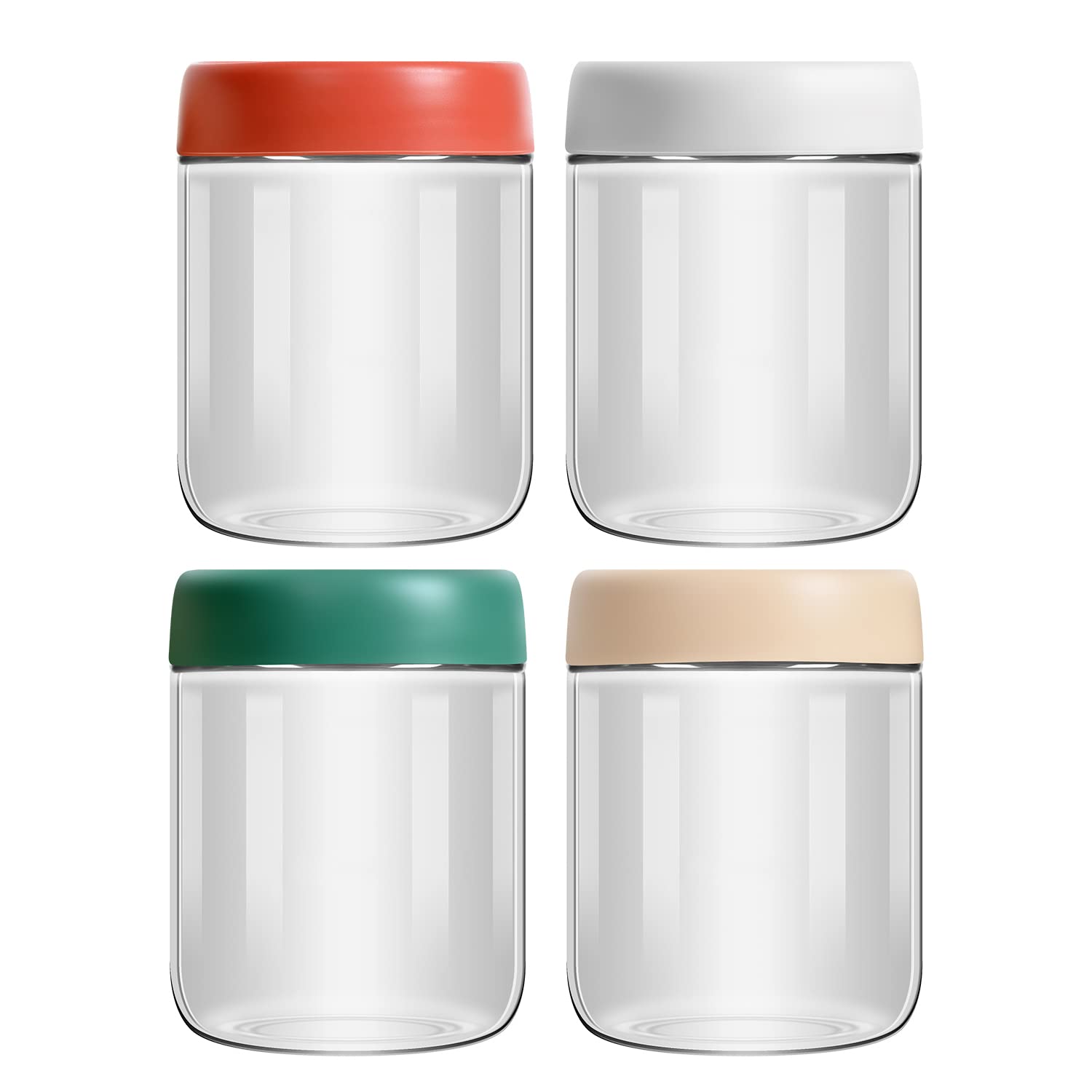 4-Pack 16oz Glass Mason Jars with Lids - Perfect for Overnight Oats, Meal Prep, Salad, Cereal, Snacks, Pudding & Yogurt Storage - Ideal for Breakfast, Office Lunch & Healthy Eating On-The-Go