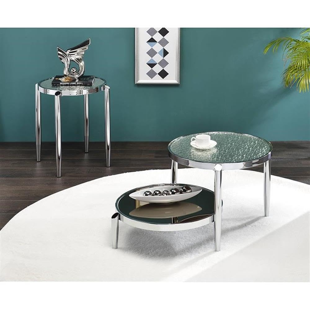 Acme Abbe Modern Glass and Chrome Coffee Table - Stylish Living Room Centerpiece for Home Decor