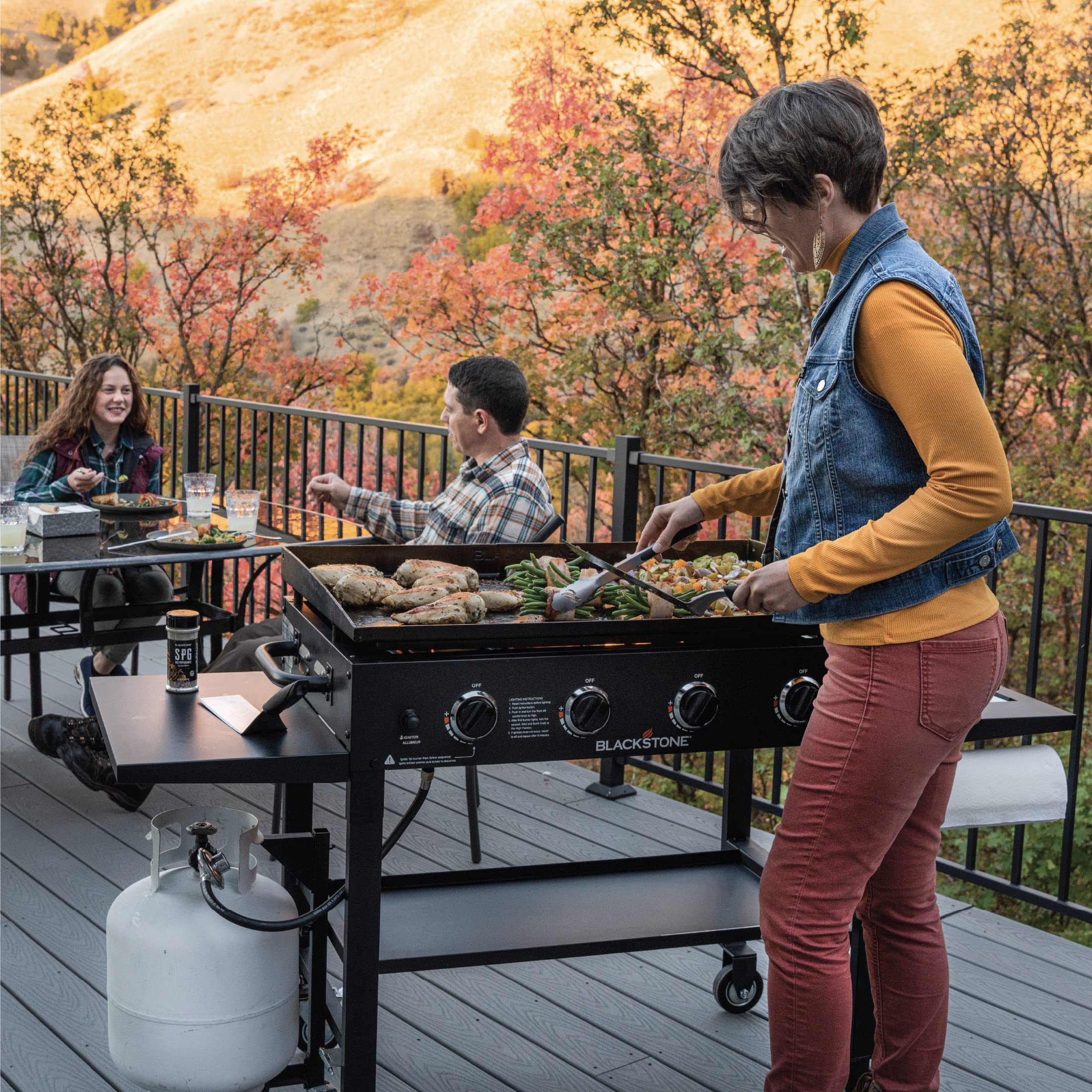 Blackstone 36 Inch Outdoor Flat Top Gas Griddle - 4 Burner Propane Grill with Built-in Cutting Board, Garbage Holder & Side Shelf - Professional Restaurant-Grade Cooking Station for Backyard BBQ, Tailgating & Outdoor Parties (1825, Black)