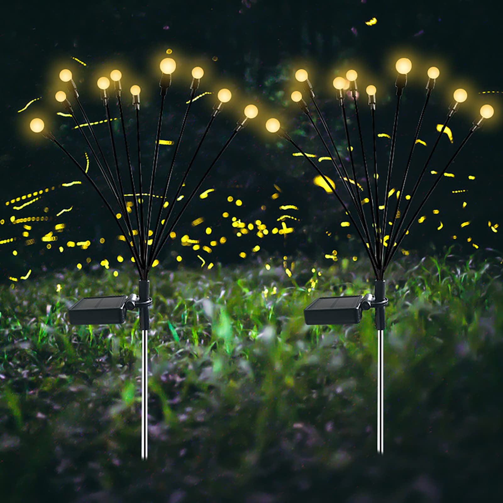 Yolispa 2-Pack Solar Garden Lights - Wind-Resistant Starburst Outdoor Solar Lights for Patio, Yard, Pathway & Landscape Decoration | Perfect for Evening Ambience & Outdoor Parties