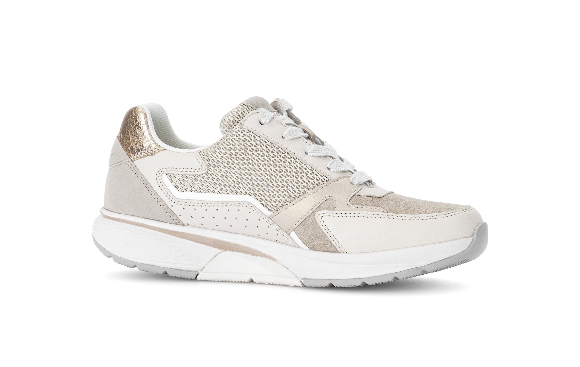 GABOR Women's Comfortable Rolling Soft Trainer Sneakers - Cream Combination (87833) | Lightweight Walking Shoes for Travel, Work & Everyday Wear