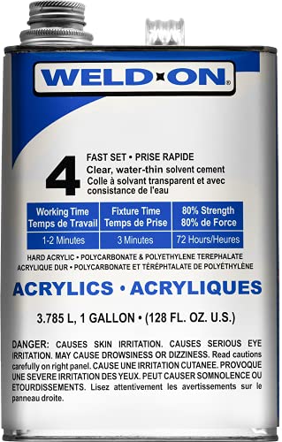 SCIGRIP Weld-On #4 Acrylic Plastic Adhesive - 1 Gallon Industrial Strength Cement with Applicator Bottle & Precision Needle Tip for DIY Projects, Model Building, Aquariums and Plastic Repair