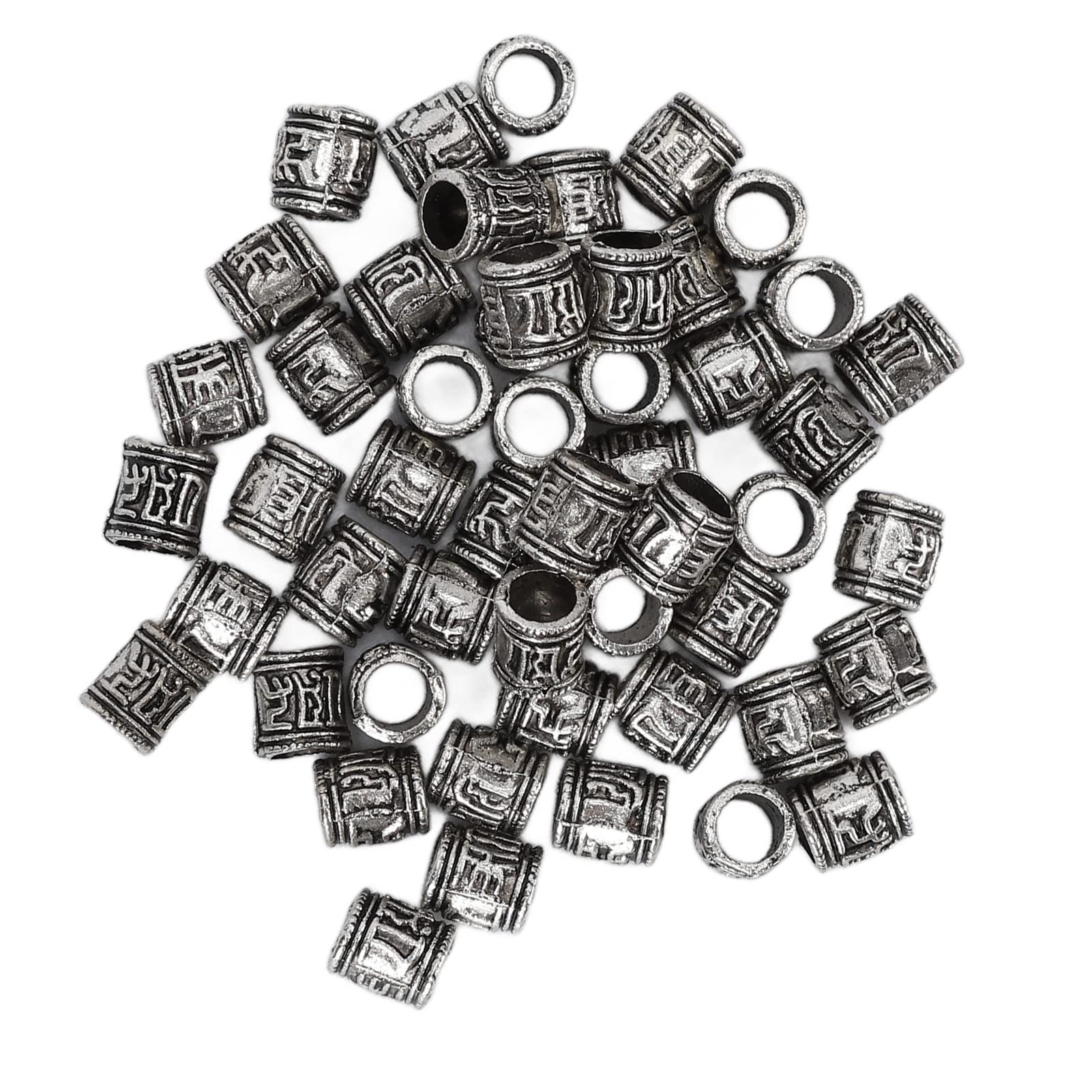 ANGGREK 50pcs Beard Beads & Hair Tube Beads for Braiding - Jewelry Pendants for Bracelet, Necklace Making - Perfect for DIY Crafts, Boho Style & Festival Accessories