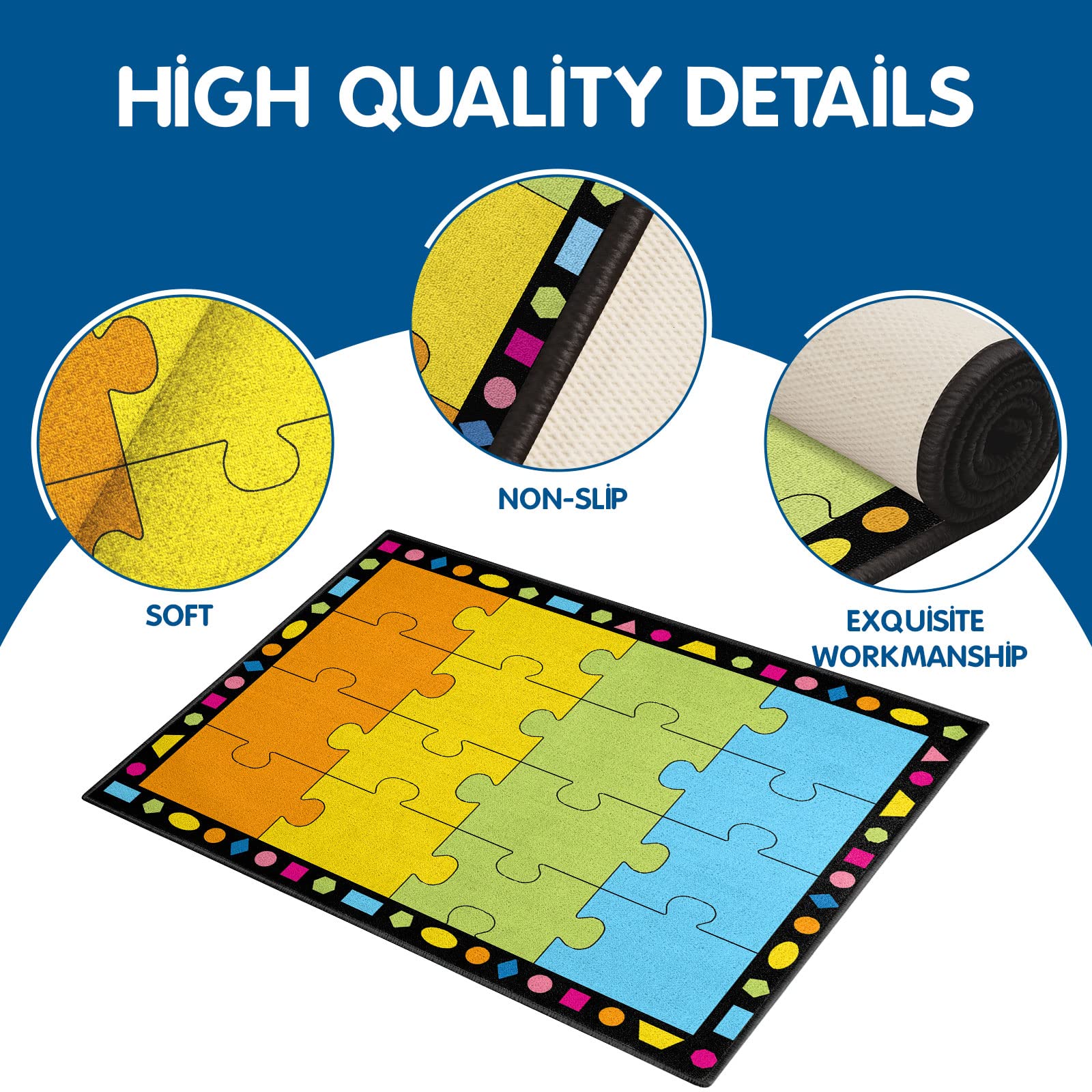 Booooom Jackson Elementary Classroom Rug - 16 Seat Kids Carpet 6'5