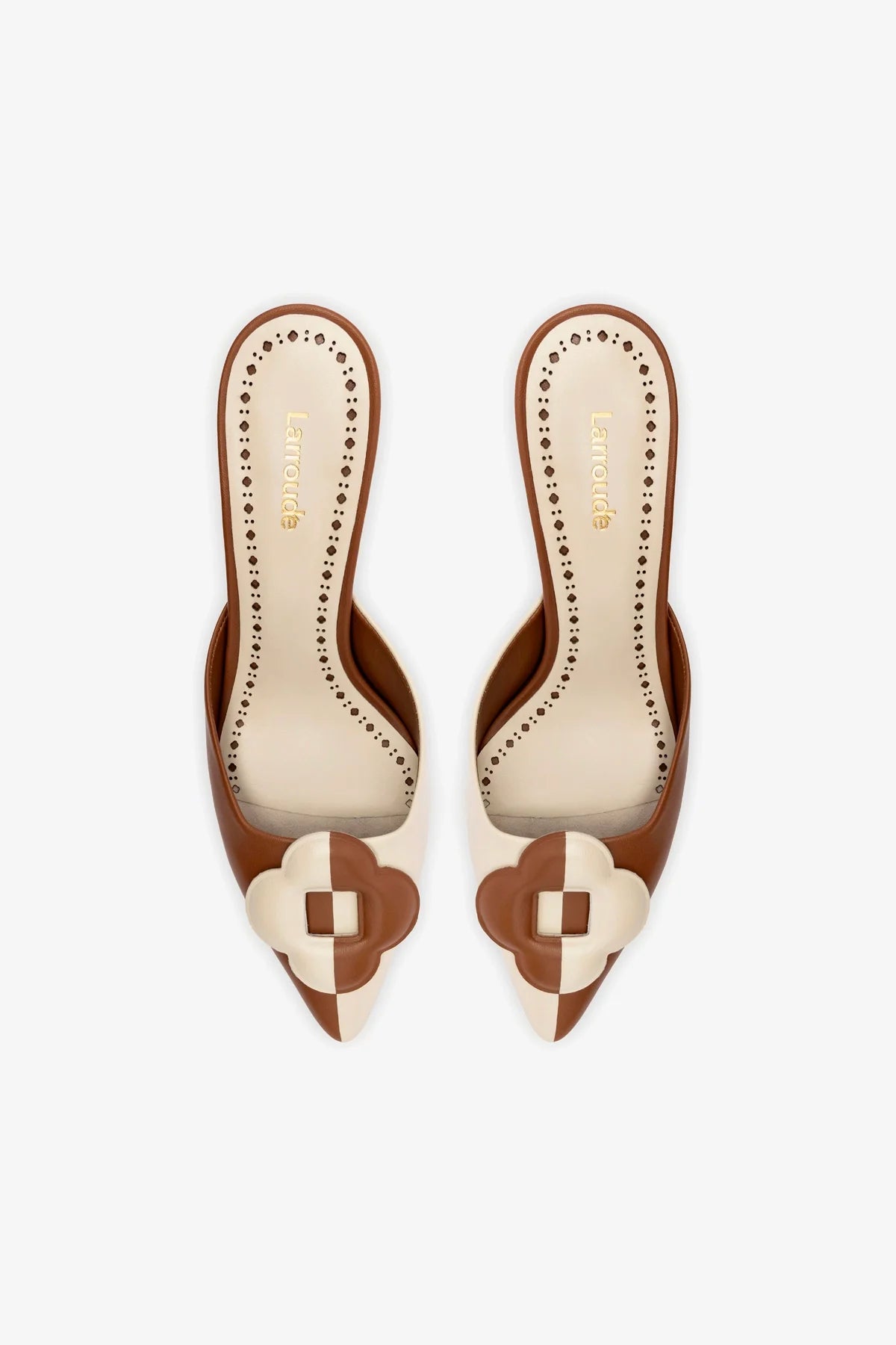 Flora Pump in Caramel & Ivory Leather - Women's Comfortable Heels for Work, Party & Wedding | Fashionable Dress Shoes for Office & Special Occasions