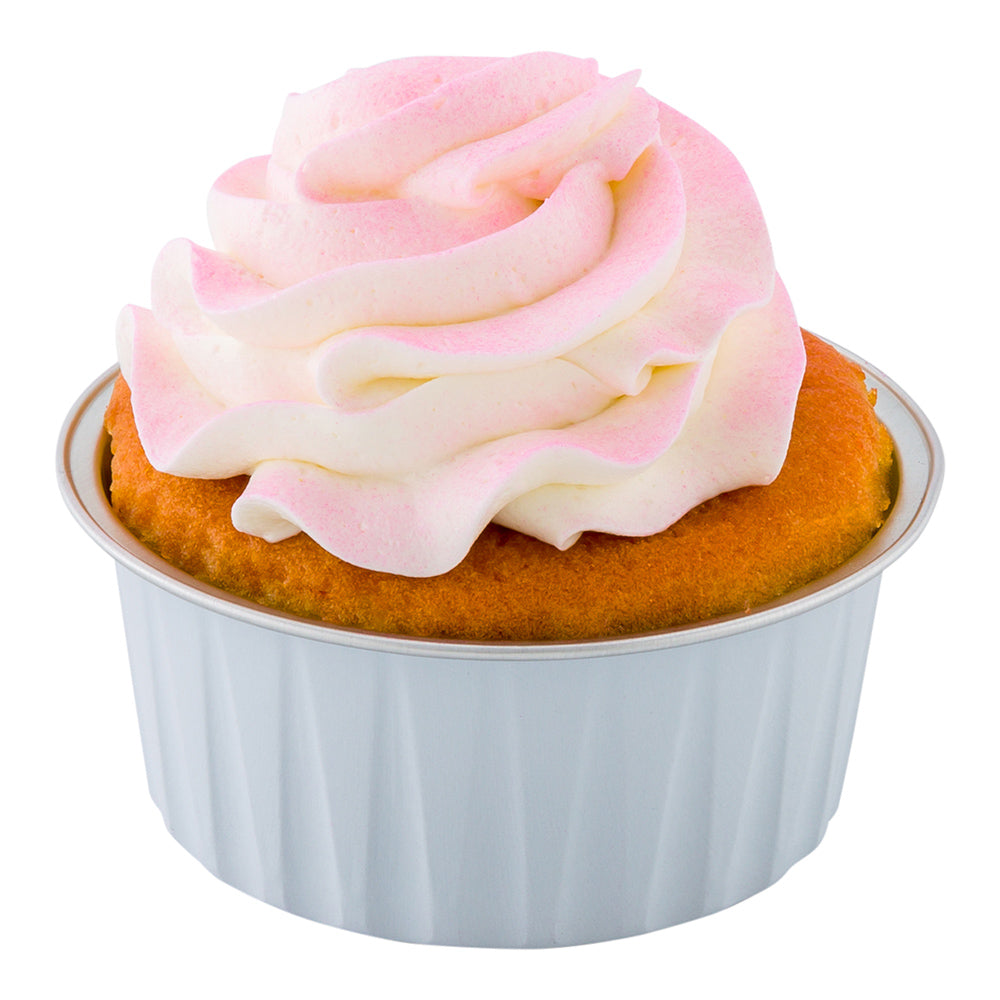 4 oz Round White Aluminum Baking Cups with Lids - 3.25