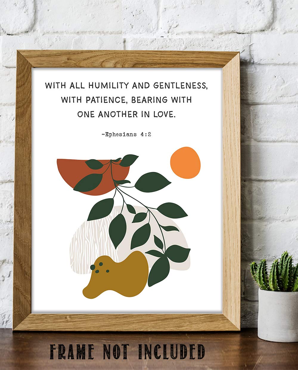 TJ Originals - Be Kind & Compassionate Bible Verse Wall Art Print - Ephesians 4:32 Scripture Decor with Orange Flowers - Christian Home & Office Decor for Women - Religious Gift Ideas - Perfect for Bedroom, Living Room & Church Decor (Floral Boho Style)
