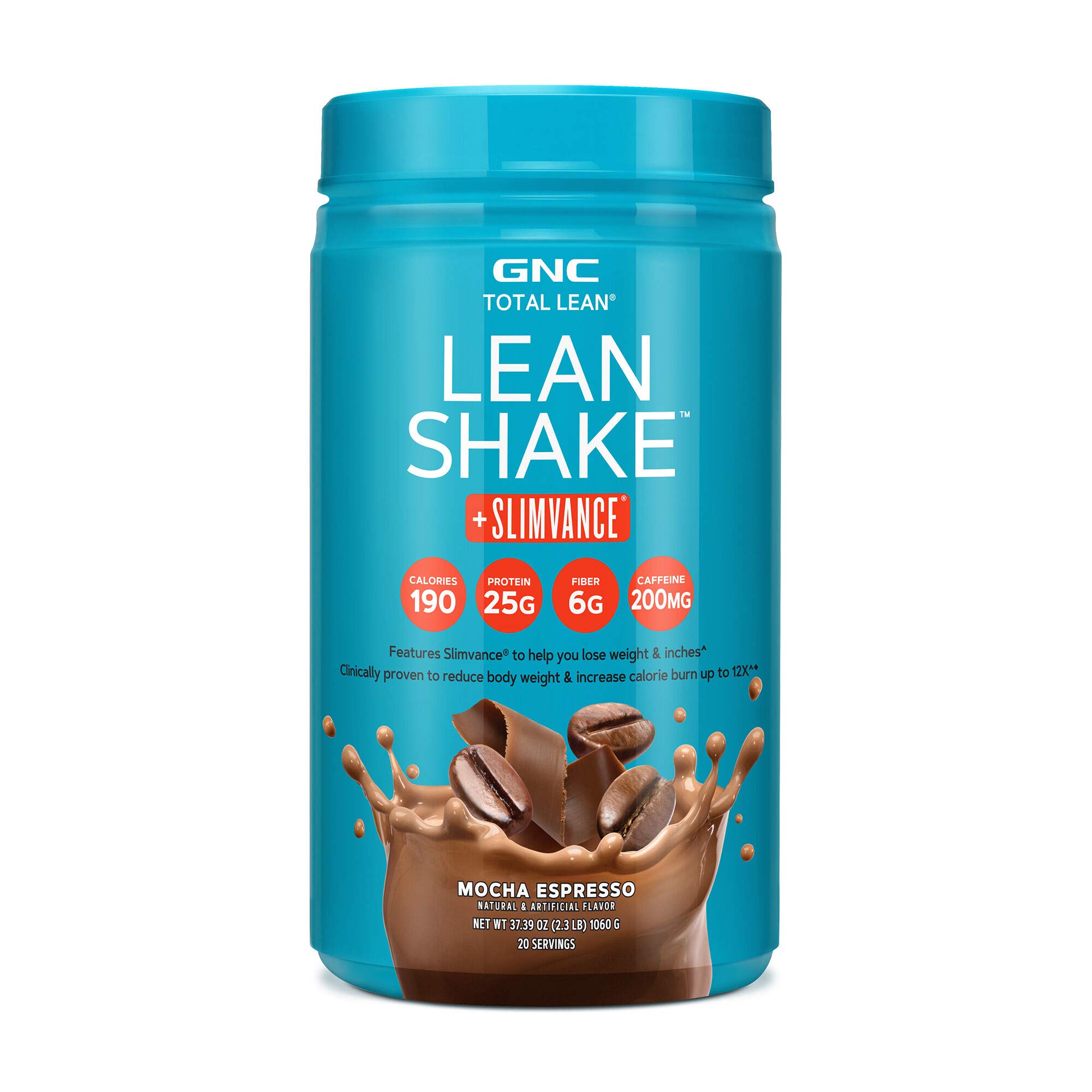 GNC Total Lean Weight Loss Protein Powder - Lean Shake + Slimvance with 200mg Caffeine, Mocha Espresso Flavor (20 Servings) | Meal Replacement for Weight Management & Energy Boost | Perfect for Post-Workout Recovery & Busy Mornings