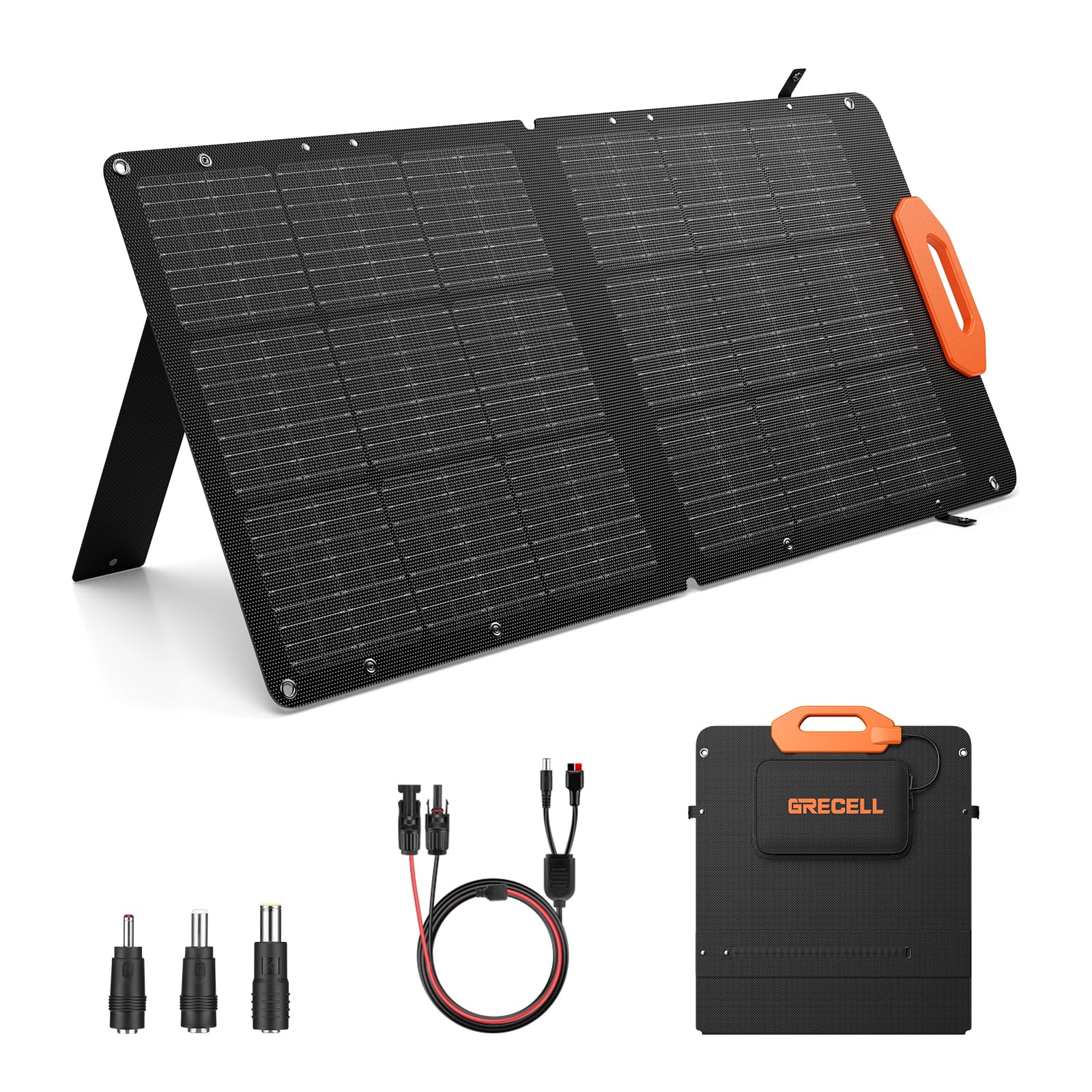Grecell 100W Portable Foldable Solar Panel with Fast Charging - 21.5V Solar Charger for Power Stations, Generators, RV, Van - Adjustable Kickstand & Durable Solar Cell for Outdoor Camping, Hiking, Emergency Power Supply
