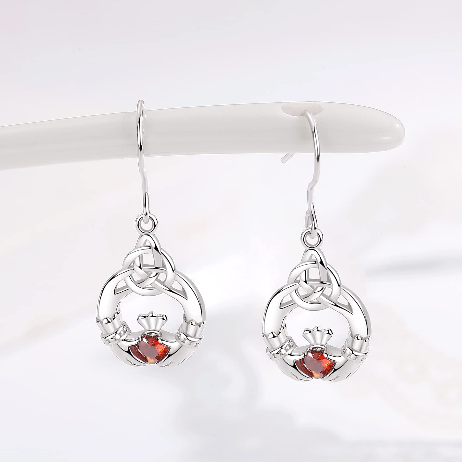 Celtic Knot Earrings for Women - Sterling Silver Claddagh Dangle Earrings | Irish Good Luck Jewelry Gift for Her | Perfect for St. Patrick's Day, Irish Weddings & Celtic-Themed Events