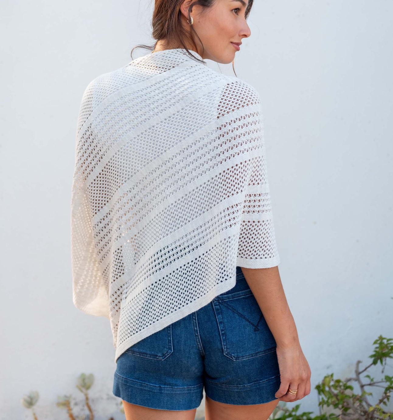 Celeste Crochet Poncho - Soft Handmade Boho Poncho for Women, Lightweight & Breathable in Sea Salt Color - Perfect for Beach Cover-Up, Festival Outfits & Cozy Layering