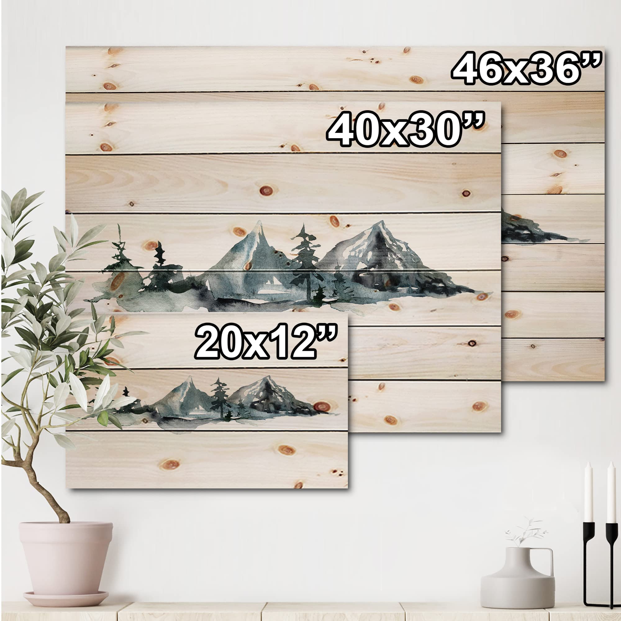 Minimalist Winter Forest Wood Wall Art - Modern Pine Decor for Living Room