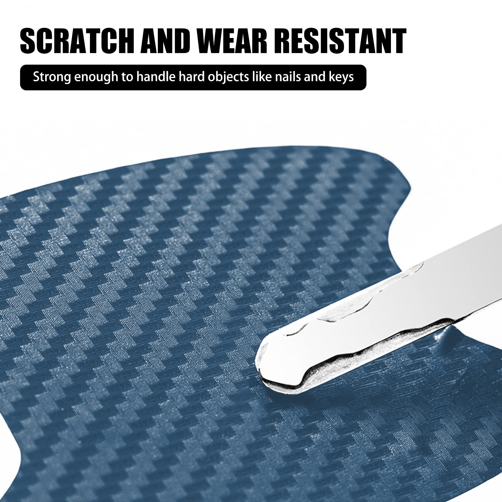 4 PCS Universal Carbon Fiber Car Door Handle Protective Films - Anti-Scratch Stickers for Auto Door Handles (Blue) | Perfect for Car Detailing, Vehicle Protection & DIY Auto Accessories