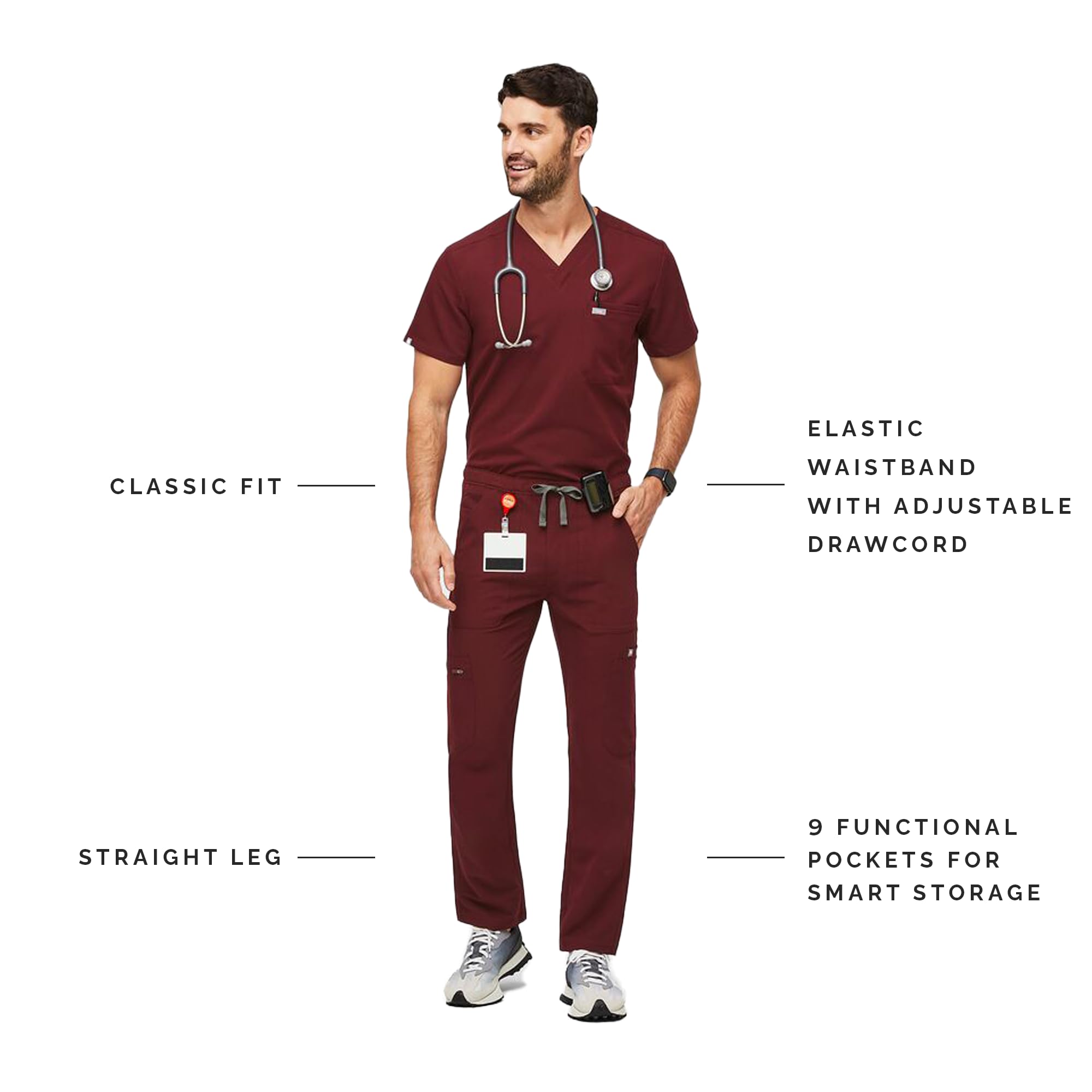 FIGS Cairo Cargo Scrub Pants for Men - Classic Straight Leg Fit, 9 Pockets, 4-Way Stretch, Anti-Wrinkle, Comfortable Medical Scrubs for Doctors & Nurses | Perfect for Hospital Shifts & Healthcare Professionals