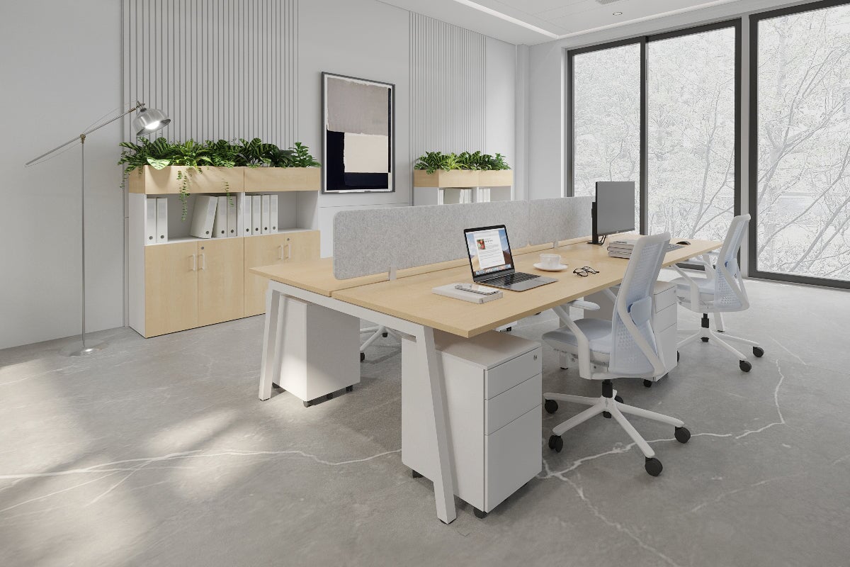 Quadro 4-Person Office Workstation Desk - 1600L x 700W Dimensions - Perfect for Team Collaboration, Open Office Spaces & Shared Workstations