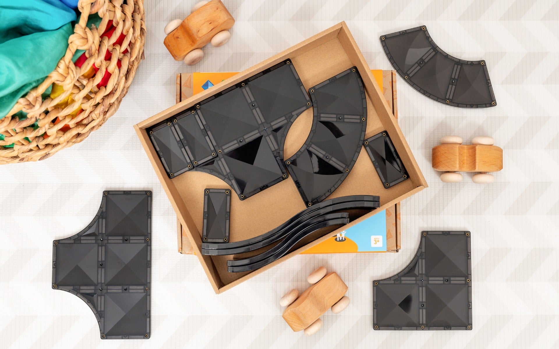 Connetix Magnetic Tiles 16-Piece Set with Roads, Ramps & Intersections - STEM Educational Building Toys for Kids, Perfect for Creative Play & Learning Activities