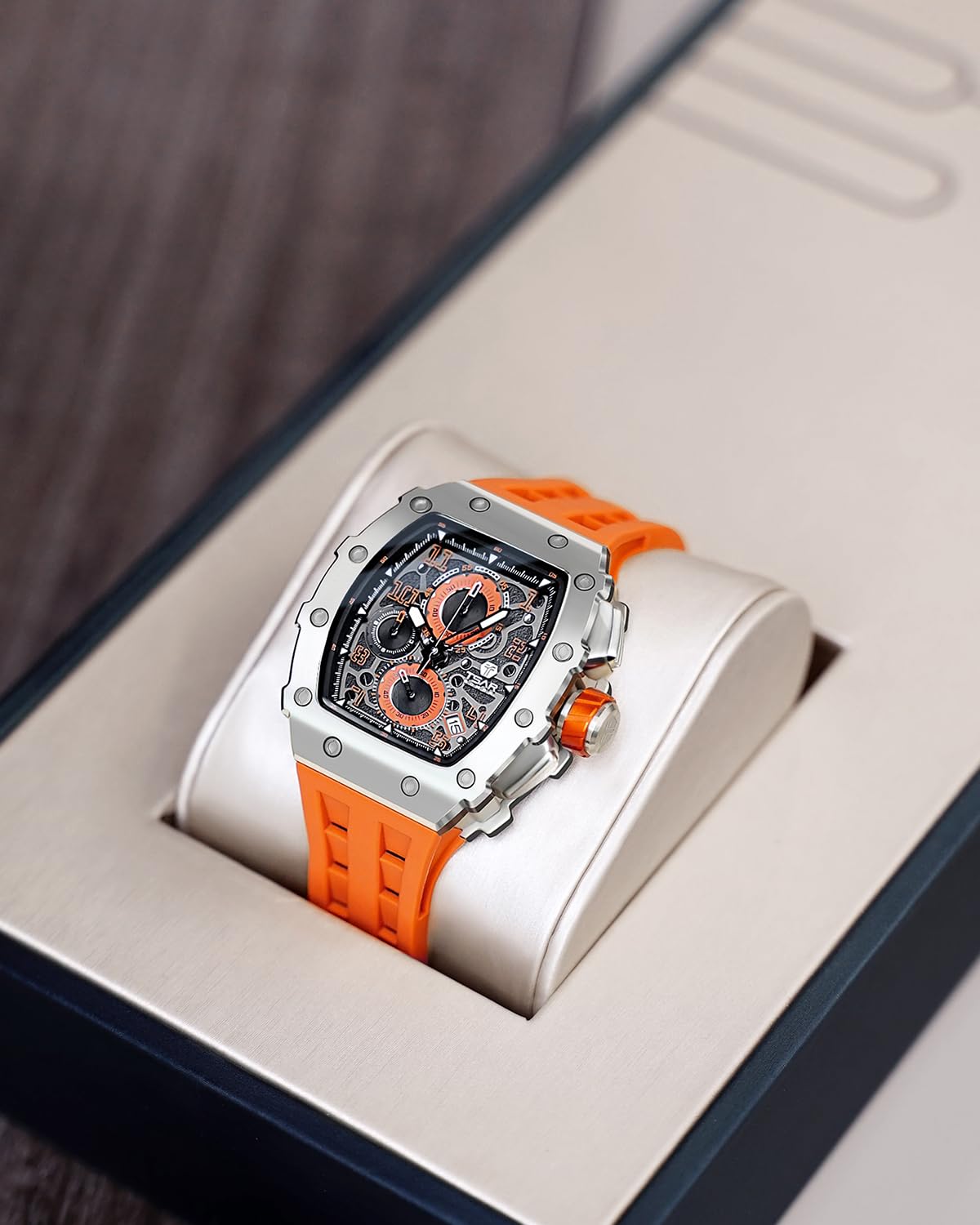 TSAR BOMBA Men's Luxury Chronograph Watch - Japanese Quartz Movement, Sapphire Crystal, 50M Water Resistant, Luminous Diver Watch with Rubber Strap - Perfect Gift for Him | Business, Casual & Outdoor Activities