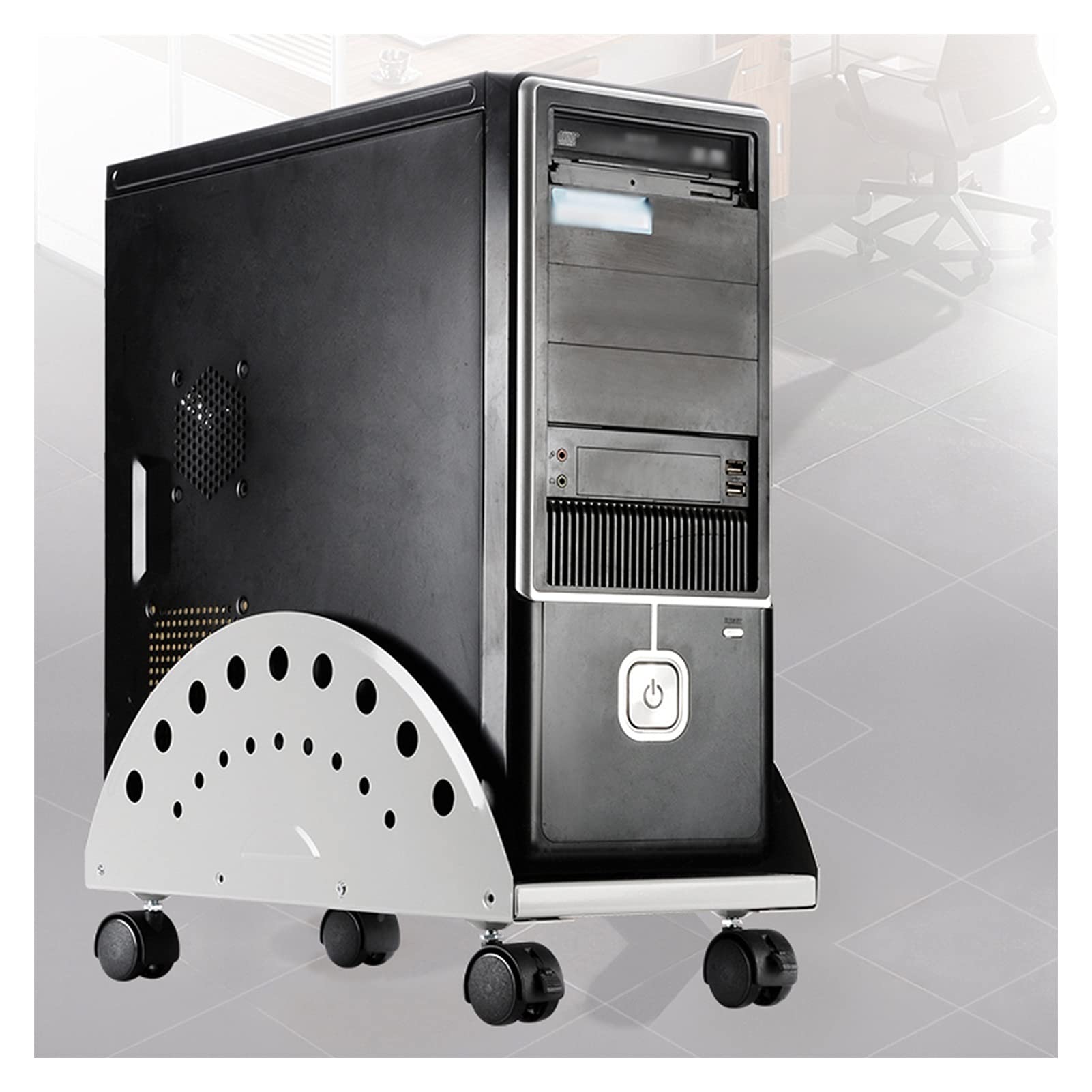 PC Stand with 4 Caster Wheels - Adjustable Computer Tower Stand for CPU Case Protection | Ergonomic PC Case Rack & Host Cart | Perfect for Office, Gaming Setup & Home Workstation Organization