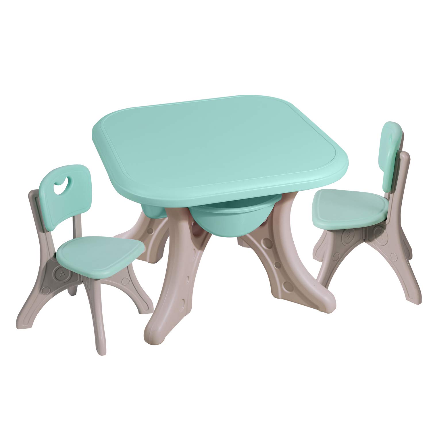 RedSwing Kids Table and Chairs Set with Storage Box - Toddler Table & 2 Chairs for Arts, Crafts, Snack Time & Homework - Perfect for Playroom, Preschool & Daycare (Baby Blue)