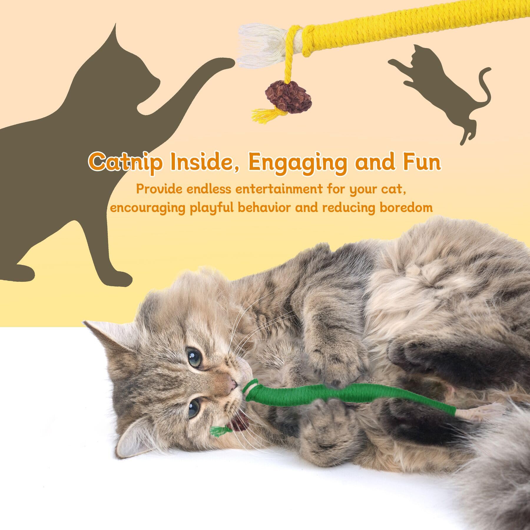 SEVENKA 6 Pack Silvervine Cat Toys for Teeth Cleaning - 7.87in/20cm Catnip Chew Toys, Interactive Kitten Toys for Indoor Cats - Perfect for Playtime & Dental Health