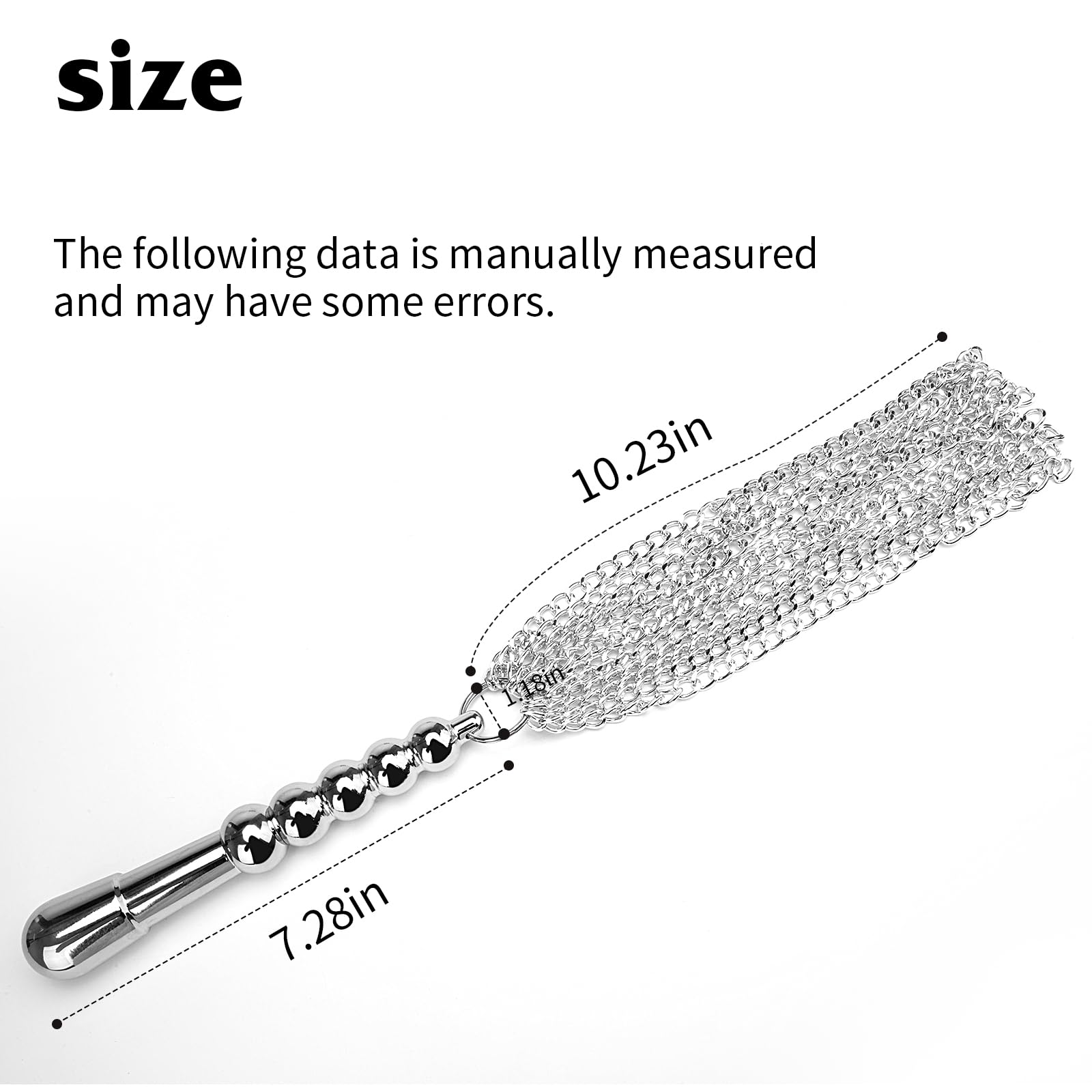 BDSM Whip & Anal Plug Set - Metal Iron Chain Sex Toy for Couples, Adult Bondage & Training - Perfect for Spicing Up Your Bedroom & BDSM Play (Silvery)