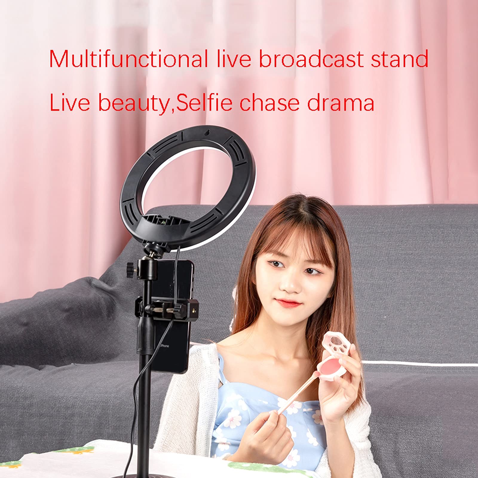 FURUIWUFENG 10-inch Adjustable Phone Stand with Ring Light & Tripod - Dimmable LED Selfie Light for Makeup, Live Streaming, Video Calls - Includes 2 Phone Holders (Black) | Perfect for TikTok, YouTube Videos, Home Office & Beauty Tutorials