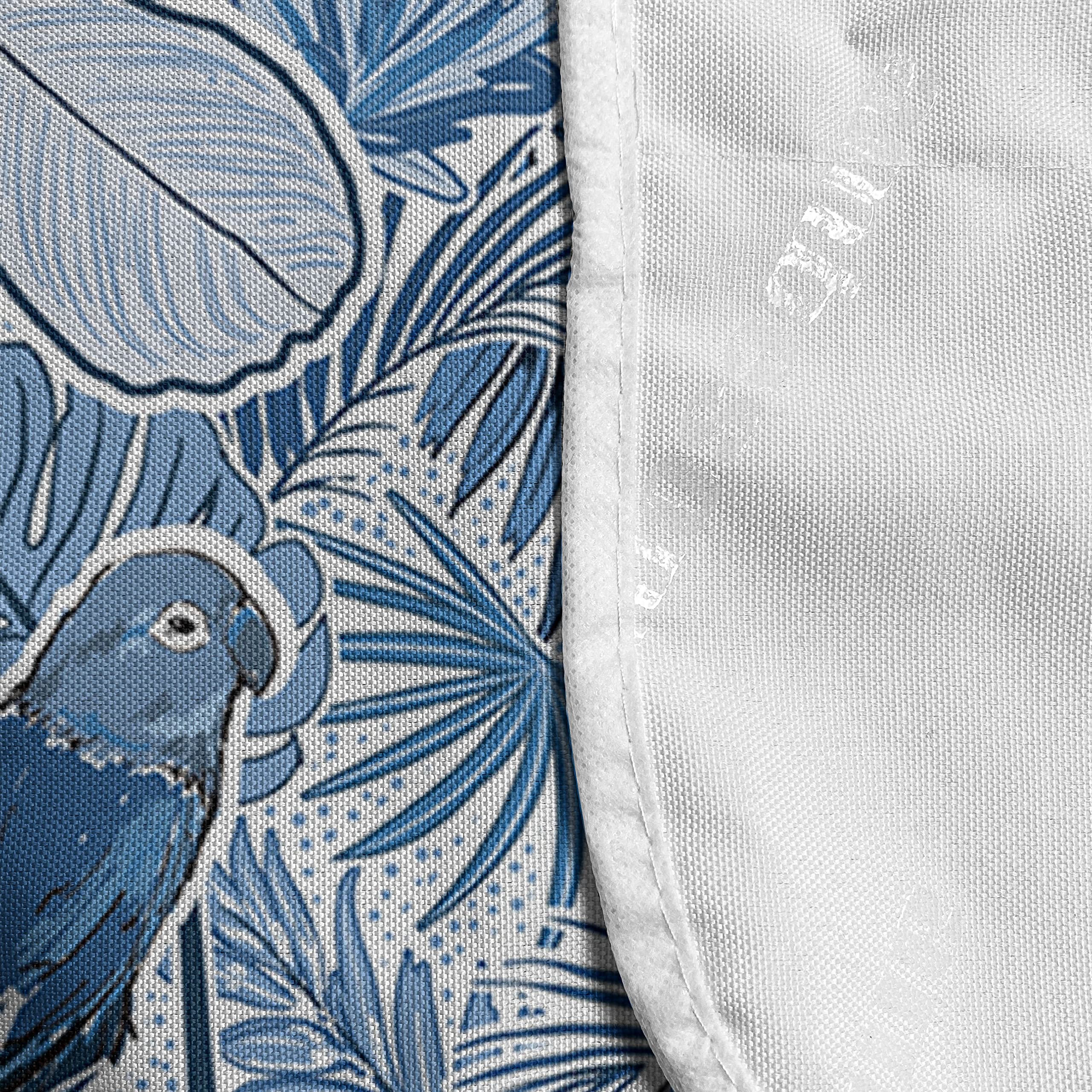 Ambesonne Waterproof Microwave Cover with Pockets - Exotic Parrots & Monstera Leaves Print, Dark Sky Blue & White, 36