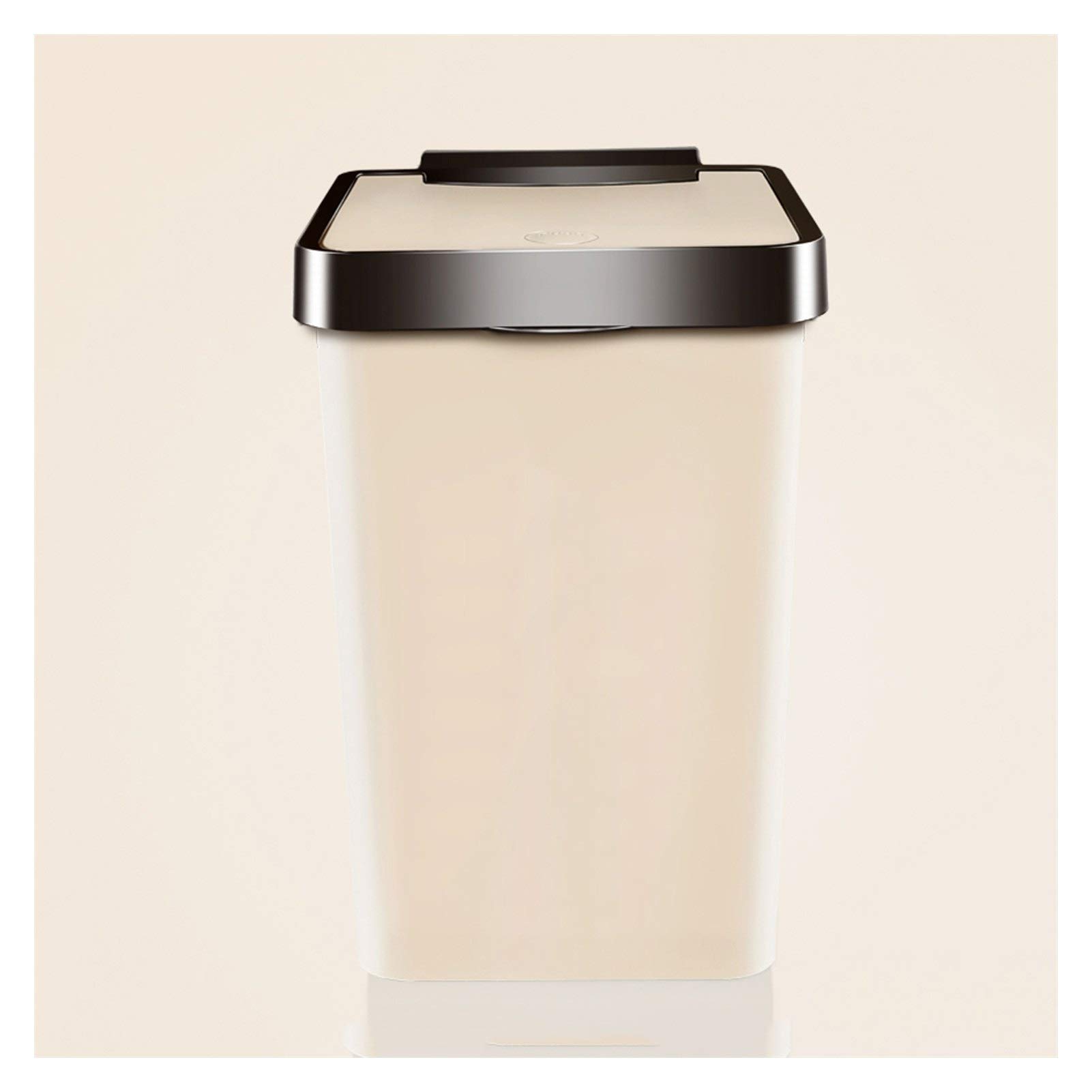 Zhangjinyishop2016 Press Type Trash Can with Lid - Modern Minimalist Kitchen Garbage Bin for Home, Living Room, Bathroom & Bedroom - Khaki Color | Perfect for Waste Disposal in Small Spaces & Eco-Friendly Households