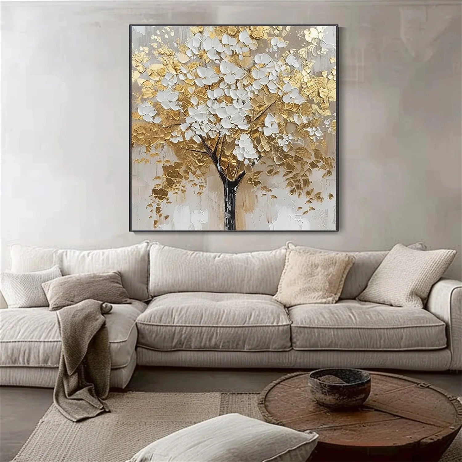 Flower and Tree Painting #FT137 - Handmade Canvas Wall Art for Home & Office Decor | Perfect for Living Room, Bedroom, and Gift Giving
