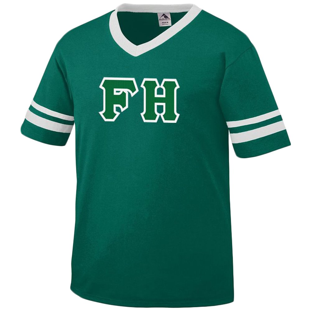 Farmhouse Style Jersey T-Shirt with Greek Letter Applique - Perfect for Sorority, Fraternity, and Casual Wear