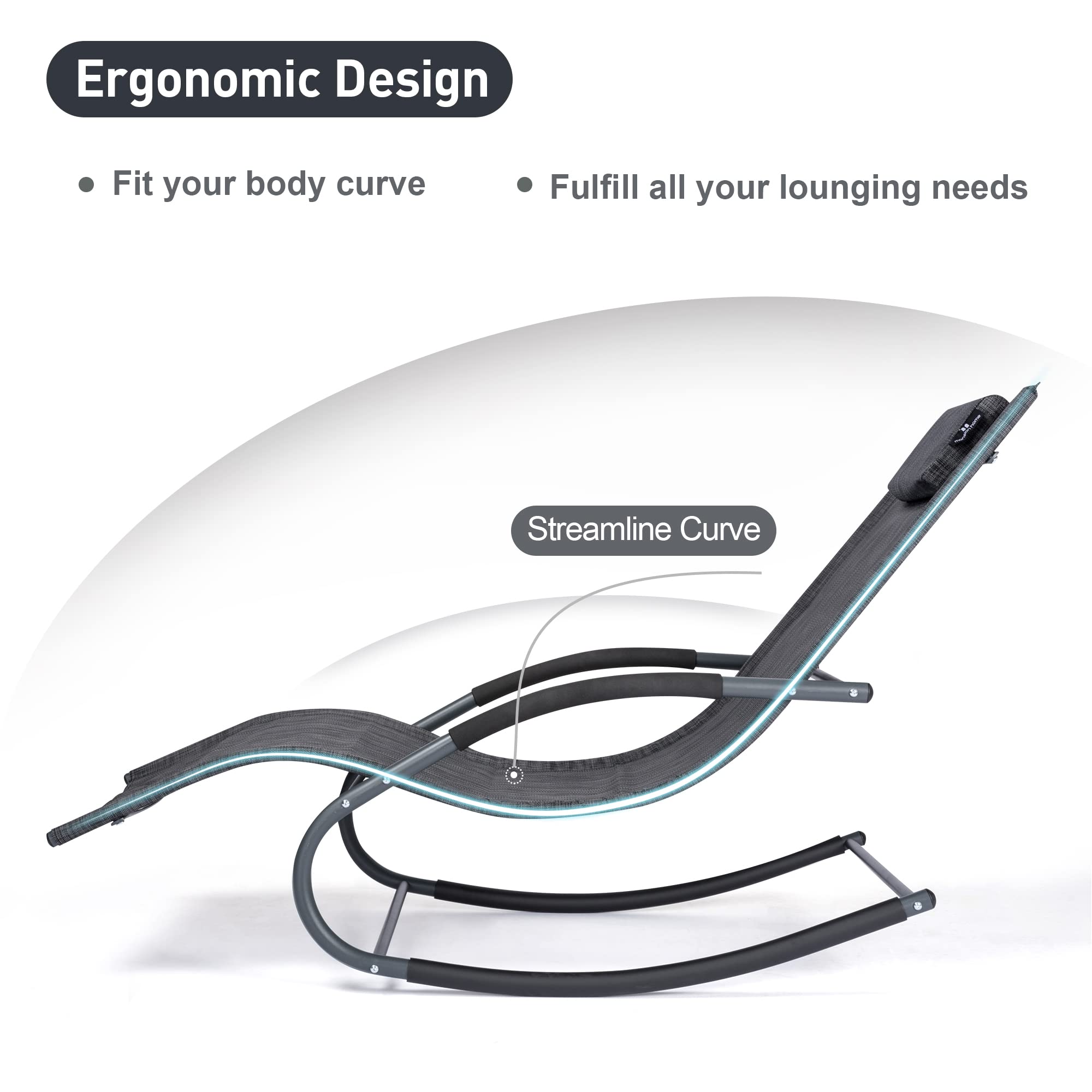 Premium Outdoor Lounge Chairs with Removable Cushions - Set of 2 Dark Grey Poolside Chaise Lounges - Perfect for Backyard, Patio, Beach & Pool Relaxation
