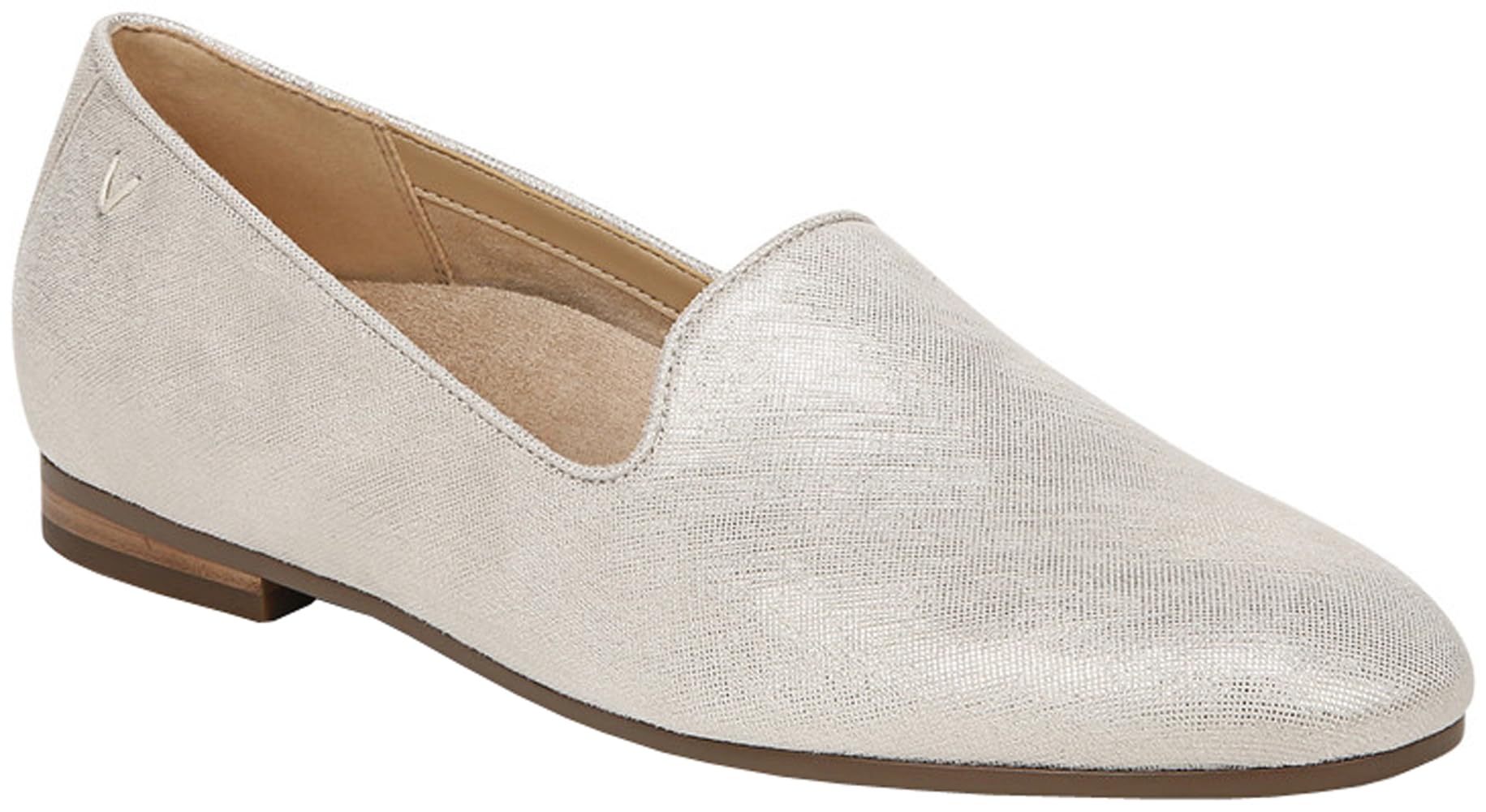 Vionic Women's Willa II Slip-On Loafers - Comfortable Orthopedic Support Shoes for Women - Silver Metallic Leather - Size 8.5 - Perfect for Work, Travel & Everyday Wear