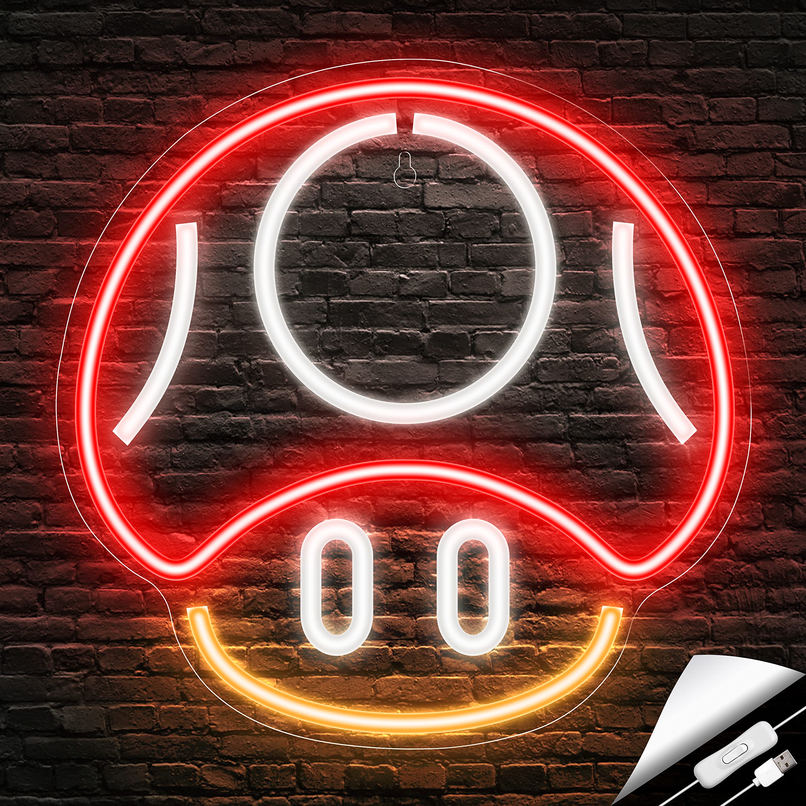 Kavaas Gaming Neon Sign - Mushroom LED Wall Art for Game Room Decor, Man Cave & Kids Bedroom - Unique Gamer Gifts for Boys & Teens (Red) - Perfect for Esports Tournaments, Streaming Backgrounds & Gaming Setup Photos