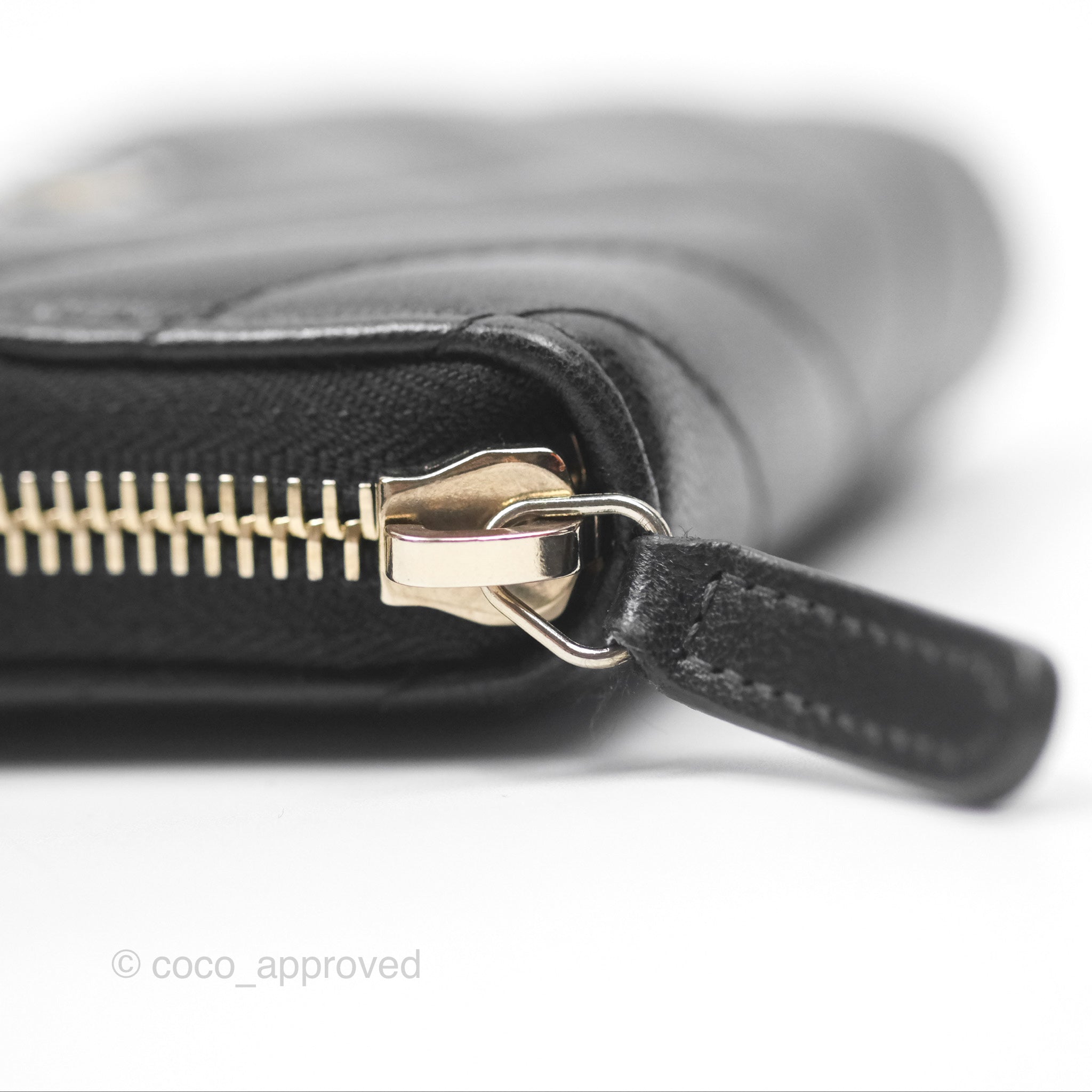 Chanel Chevron Zipped Coin Purse - Black Lambskin with Gold Hardware | Luxury Small Wallet for Women | Perfect for Parties, Travel & Everyday Use
