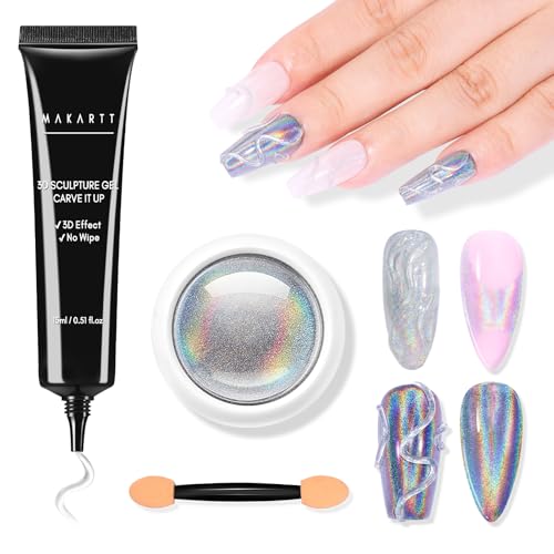 3D Nail Gel & Holographic Nail Powder Kit
