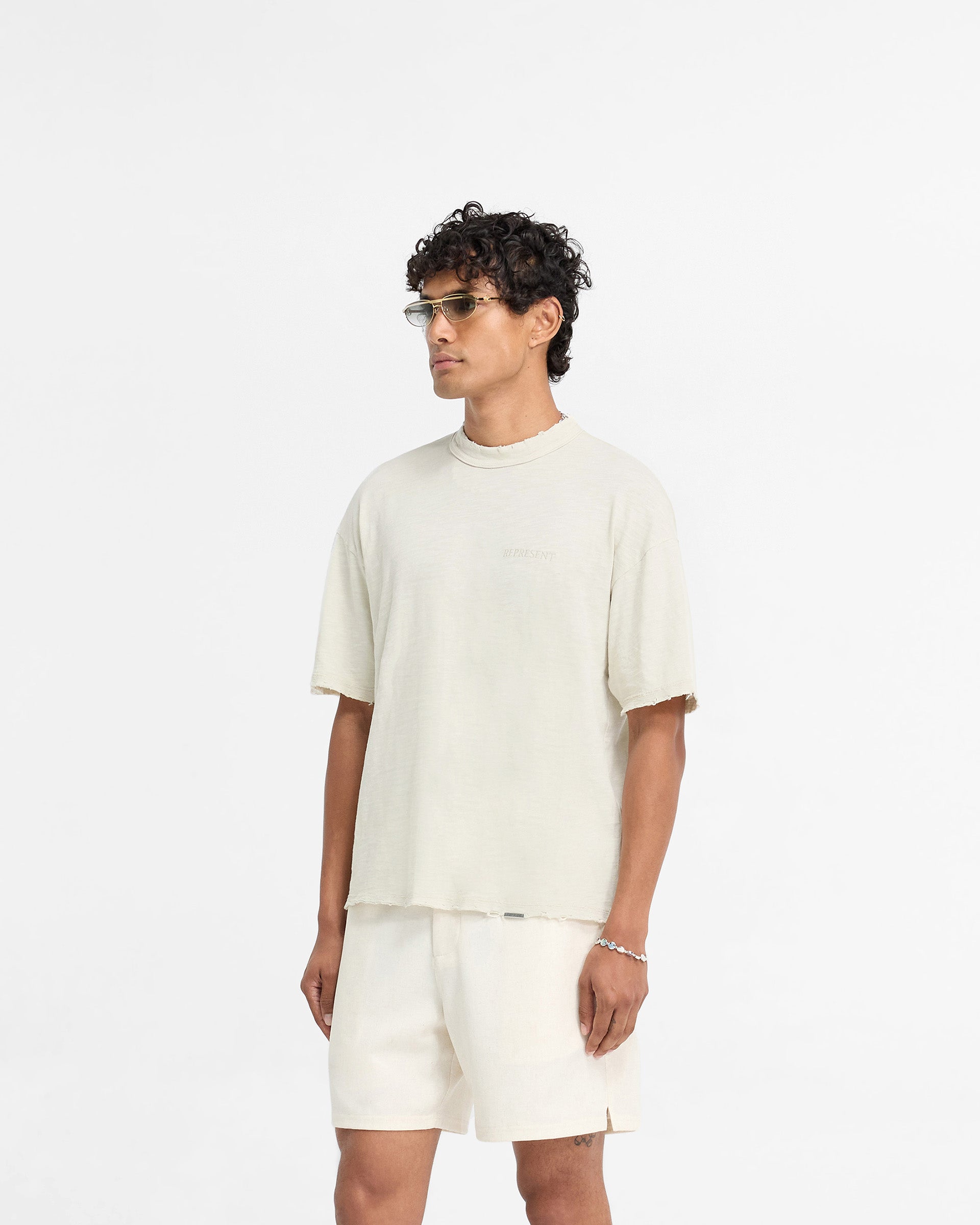 Slub T-Shirt for Men & Women | Soft Cotton White Sand Color | Perfect for Casual Wear, Summer Outfits & Beach Vacations