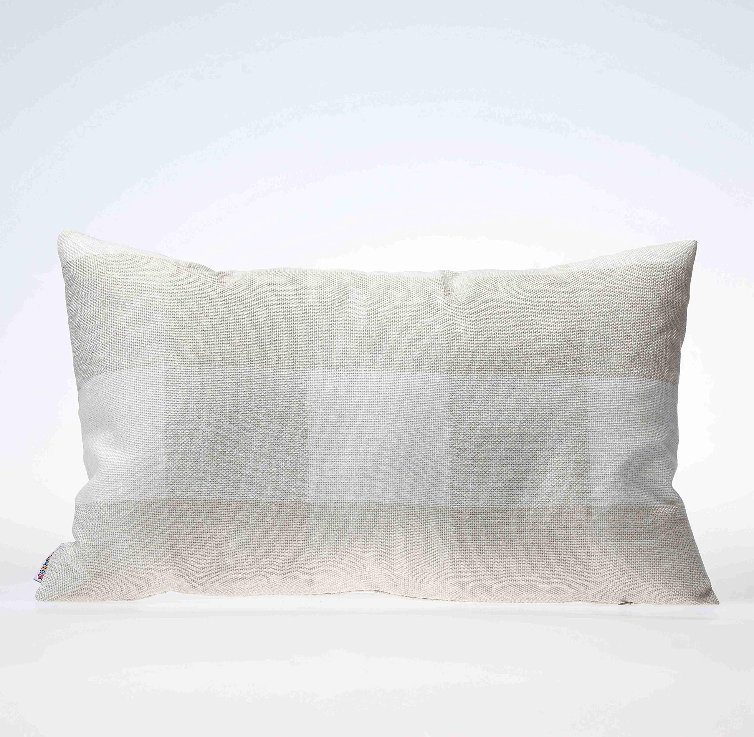 Plaid Pillow Covers 12x20 Inches - Cotton Linen Decorative Farmhouse Throw Pillow Covers for Sofa, Couch & Bed - Beige White Holiday Home Decor - Perfect for Living Room, Bedroom & Seasonal Decoration