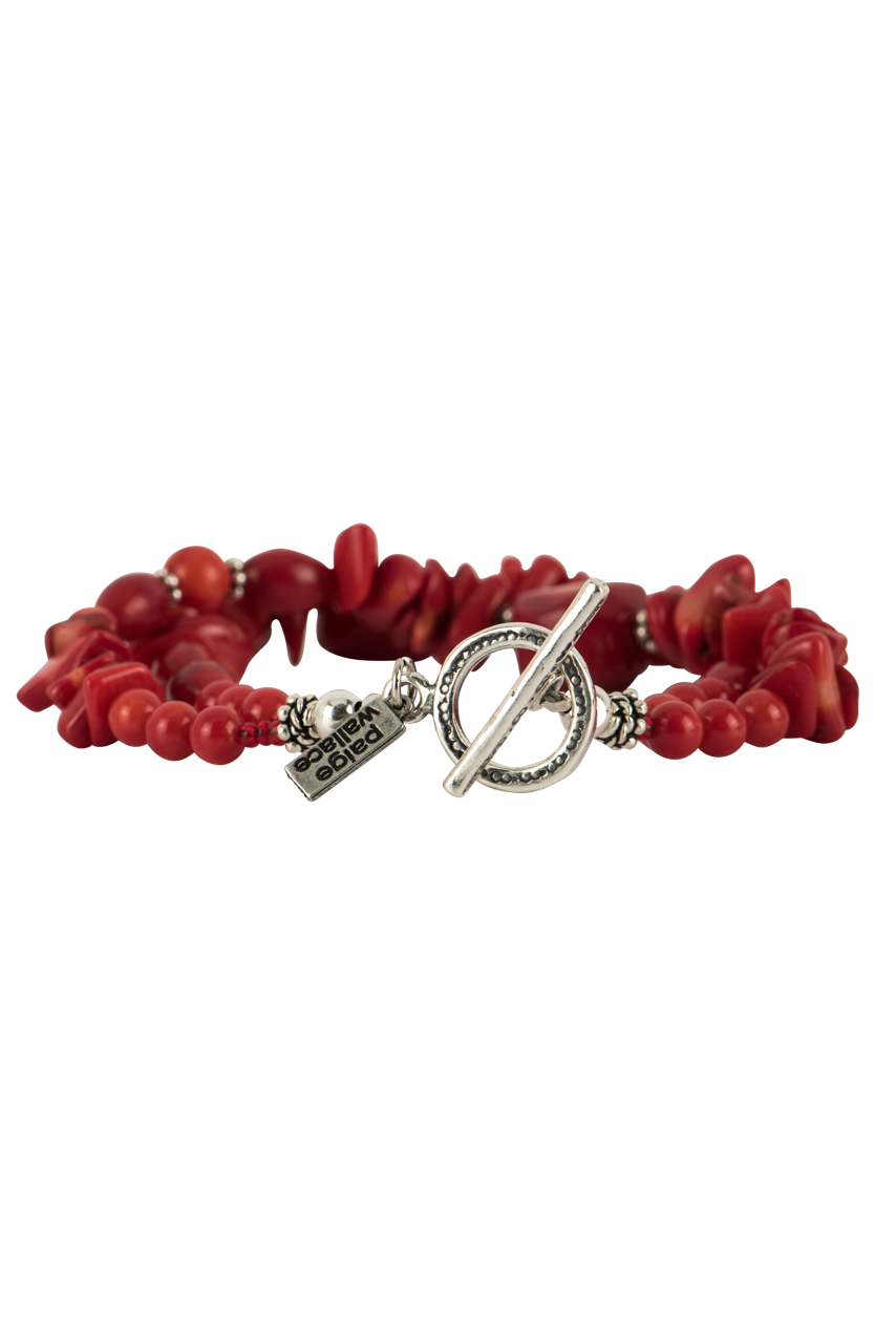 Paige Wallace Coral Beaded Bracelet for Women - Handmade Adjustable Stretch Jewelry - Perfect for Beach, Summer & Boho Fashion