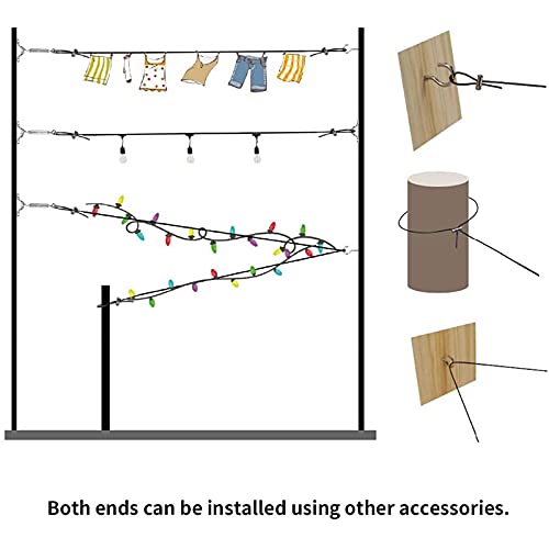 Outdoor String Light Hanging Kit - 82ft Vinyl-Coated 304 Stainless Steel Wire Rope with Turnbuckle & Hooks for Patio, Garden, and Backyard Lighting Decor