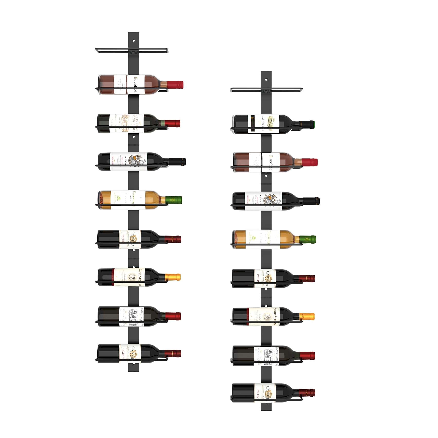 C&AHOME 18 Bottle Wall Mounted Wine Rack - Adjustable & Separable Metal Hanging Wine Holder for Kitchen, Pantry, Bar - Space Saving Wine Storage Solution for Home & Restaurants