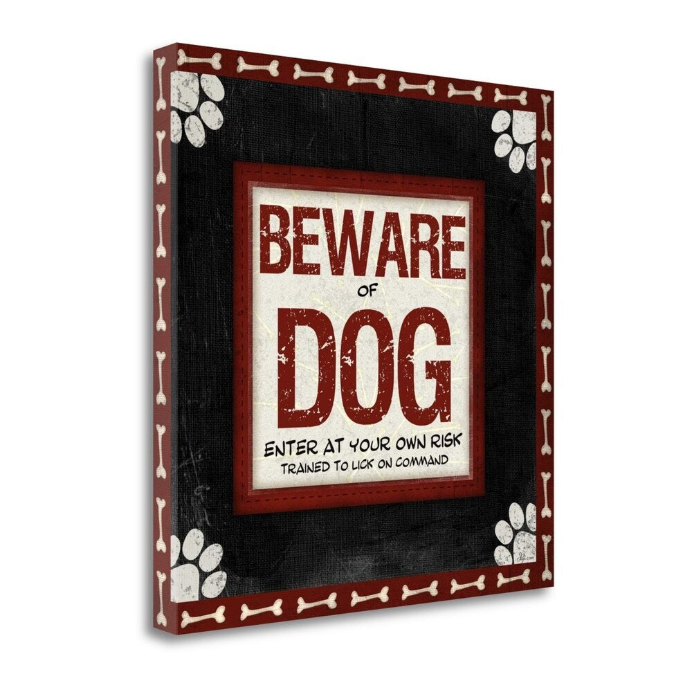 Beware Of Dog by Jennifer Pugh - Premium Giclee Art Print on Gallery Wrapped Canvas, Framed Wall Decor for Living Room, Bedroom or Office - Ready to Hang