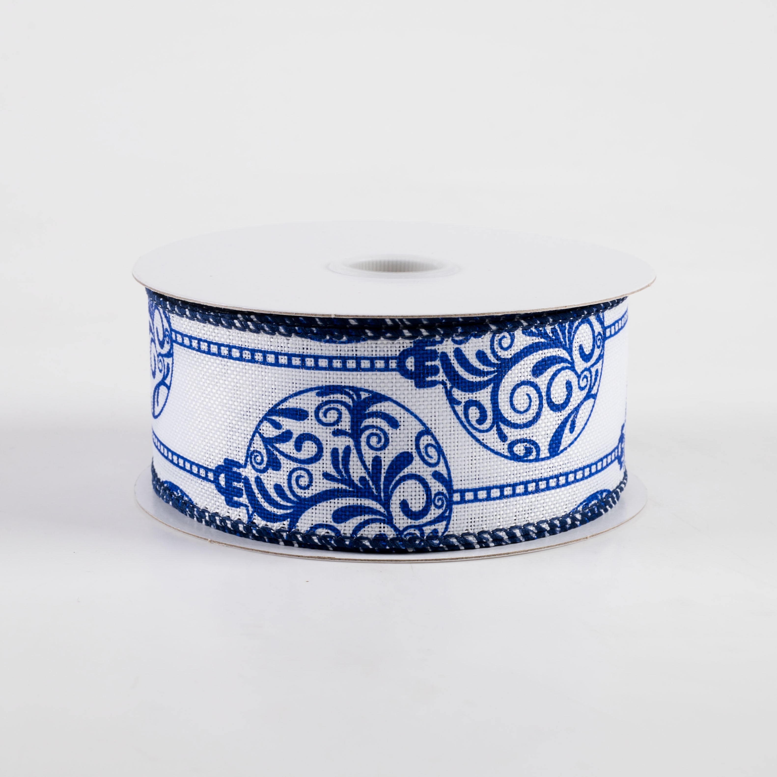 1.5 Inch Linen Porcelain Ornaments Ribbon - Blue & White Ceramic Style Ribbon for DIY Crafts, Gift Wrapping, and Home Decor (10 Yards)