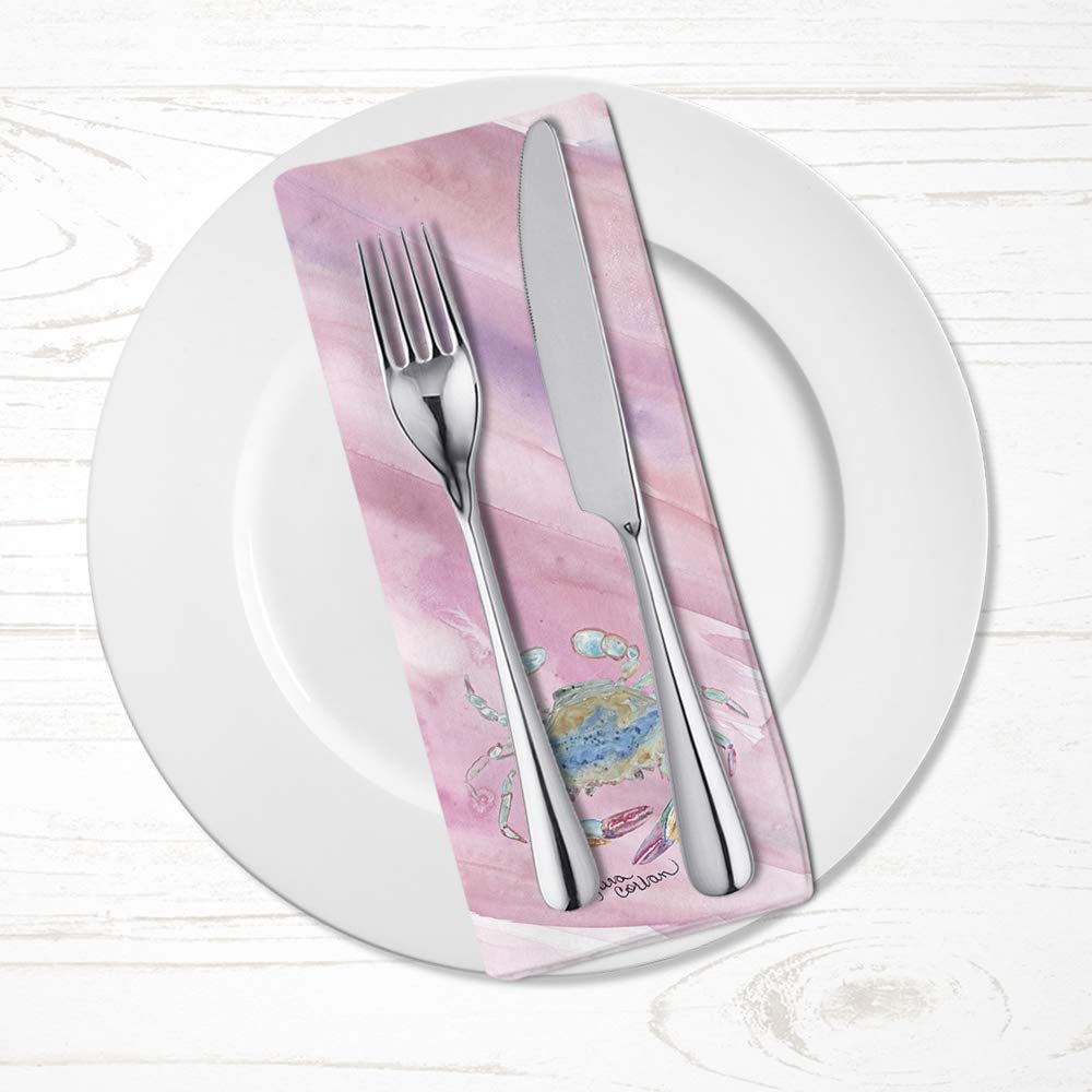 Caroline's Treasures SC2055NAP Crab on Pink Washable Cloth Napkins - Soft, Durable Dinner Napkins for Hotels, Restaurants, Weddings & Parties - Perfect for Elegant Dining, Special Events & Home Entertaining