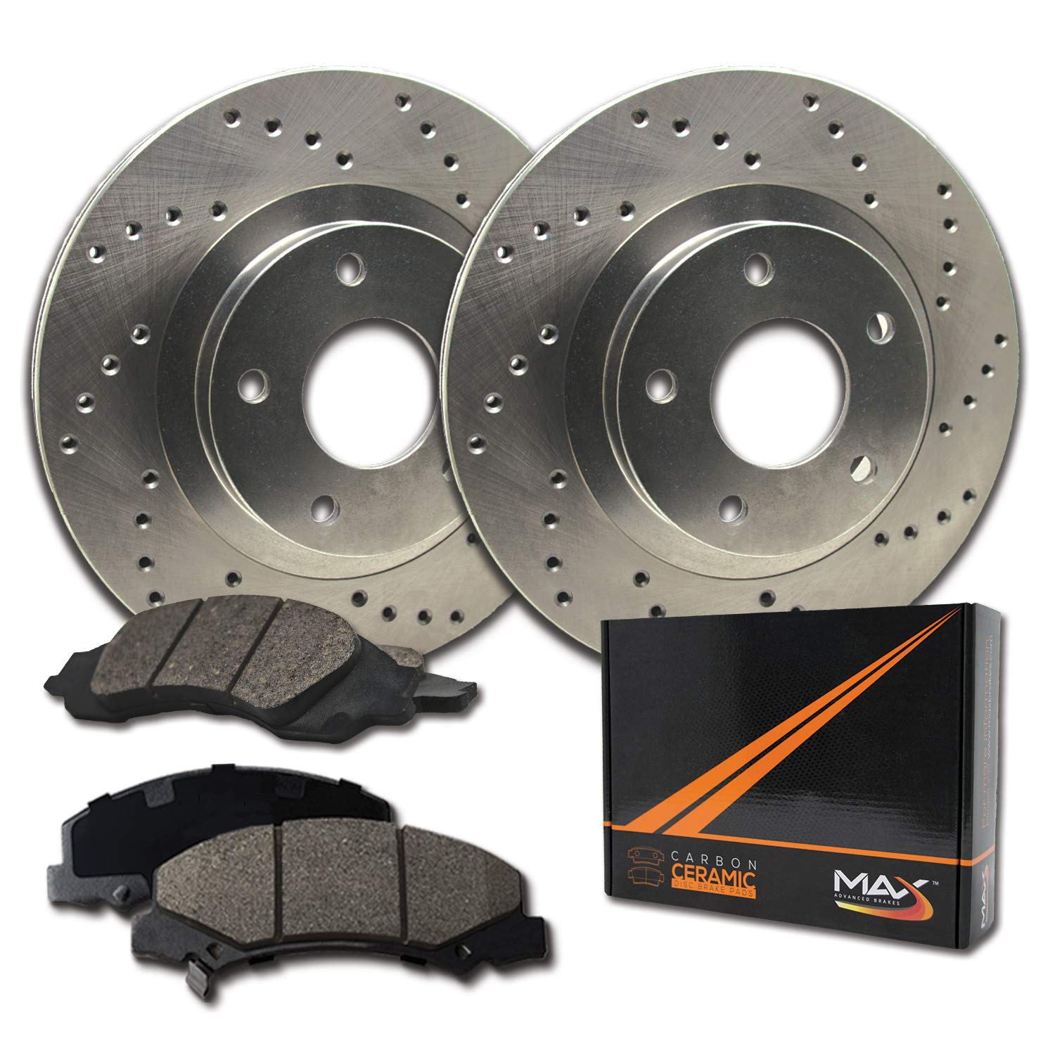 Max Brakes Premium XD Rotors with Carbon Ceramic Pads KT293122 - High Performance Rear Brake Kit for Smooth Stopping | Perfect for Daily Commuting, Highway Driving & Performance Vehicles