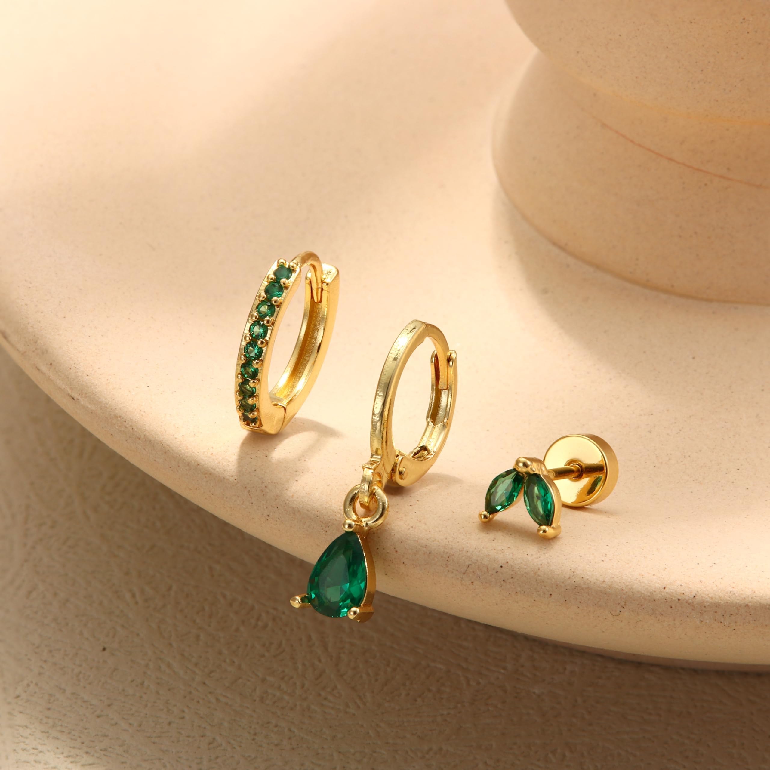 FIOROYAL 25Pcs Hypoallergenic Surgical Steel Earrings Set for Women - Stud, Hoop, Snake, Butterfly, CZ Chain Dangle & Emerald Green Earrings | Gold Helix Piercing Jewelry for Girls | Perfect for Parties, Gifts & Everyday Wear