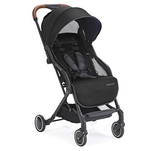 Contours Bitsy Elite Compact Fold Lightweight Travel Baby Stroller - Compatible with Infant Car Seat, Reclining Seat, One-Hand Fold - Onyx Black | Perfect for Air Travel, Shopping & Daily Walks